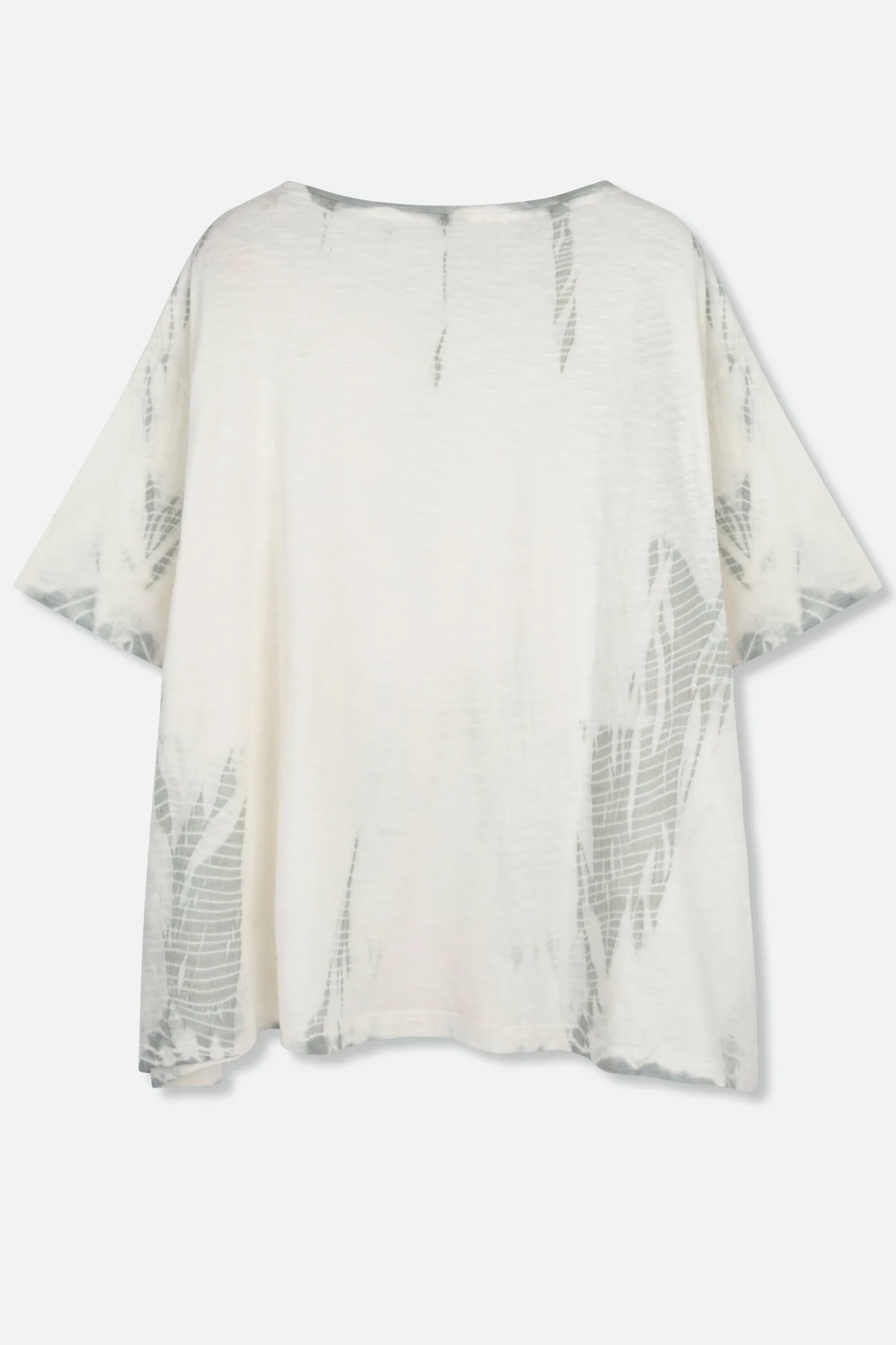 BOATNECK SHORT SLEEVE IN SHIBORI-DYED SLUB COTTON WHITE & GREY FEATHER - Image 2