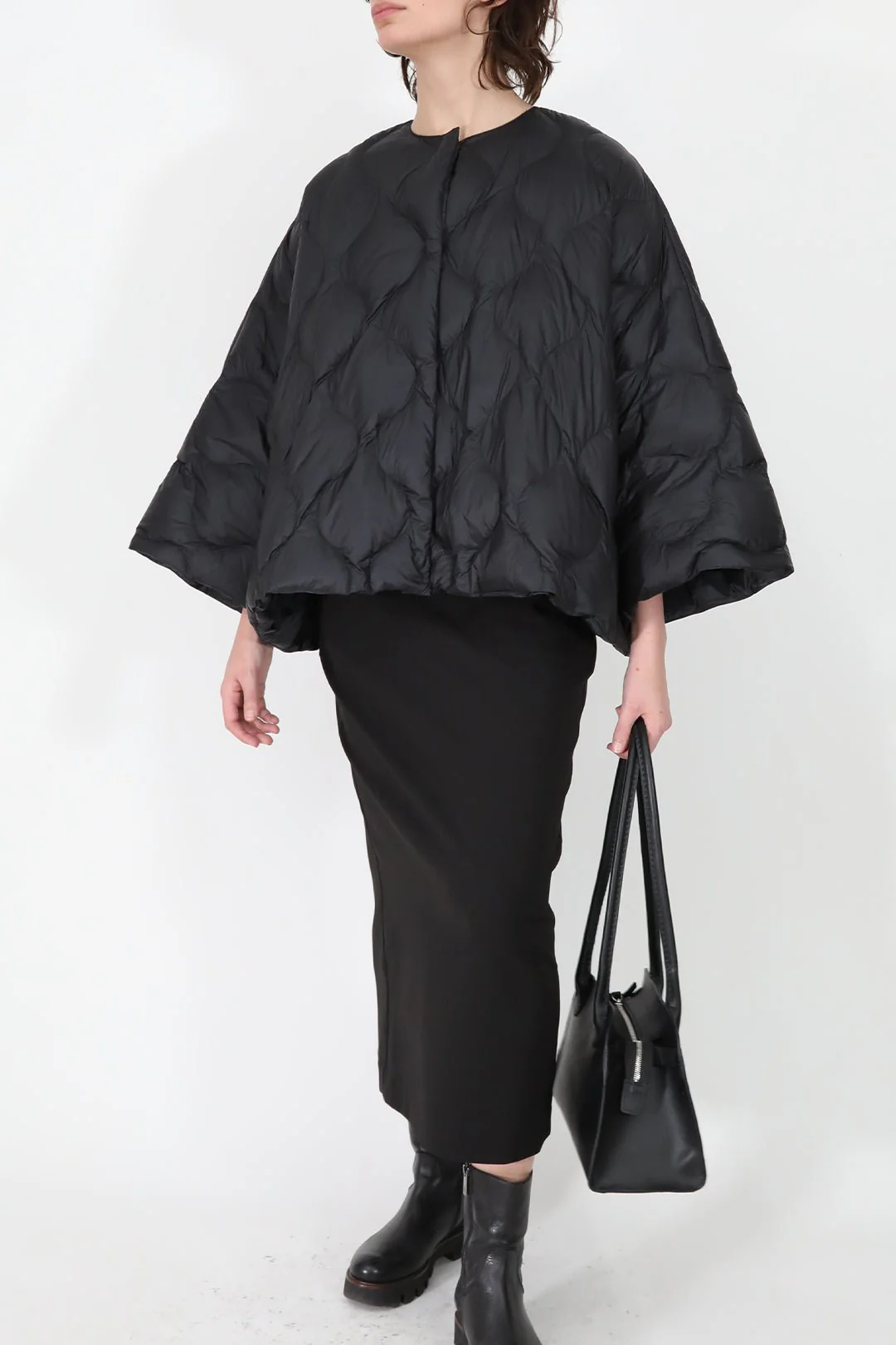 JACKIE LONG SKIRT IN ITALIAN TECHNICAL STRETCH BLACK - Image 3