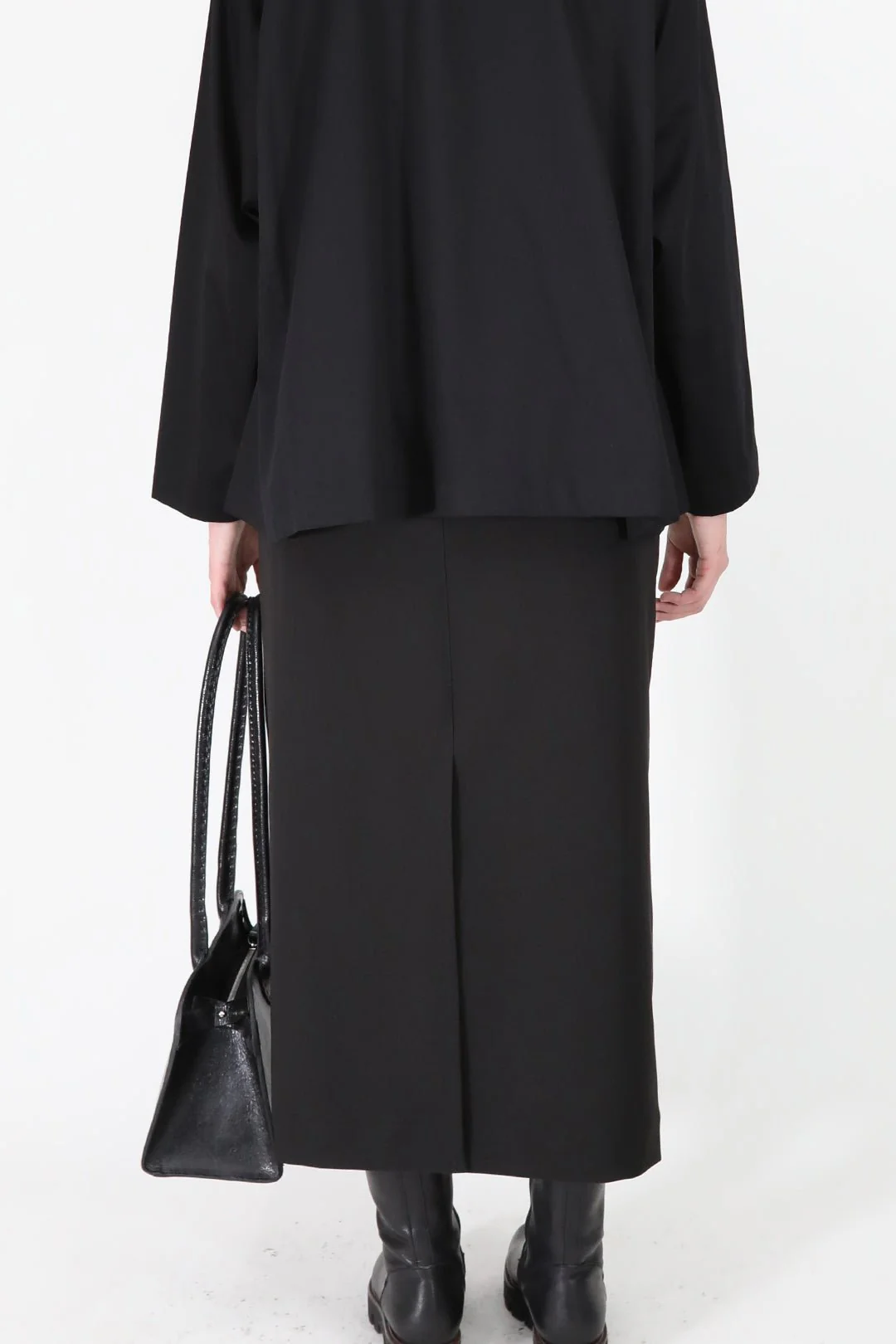 JACKIE LONG SKIRT IN ITALIAN TECHNICAL STRETCH BLACK - Image 5