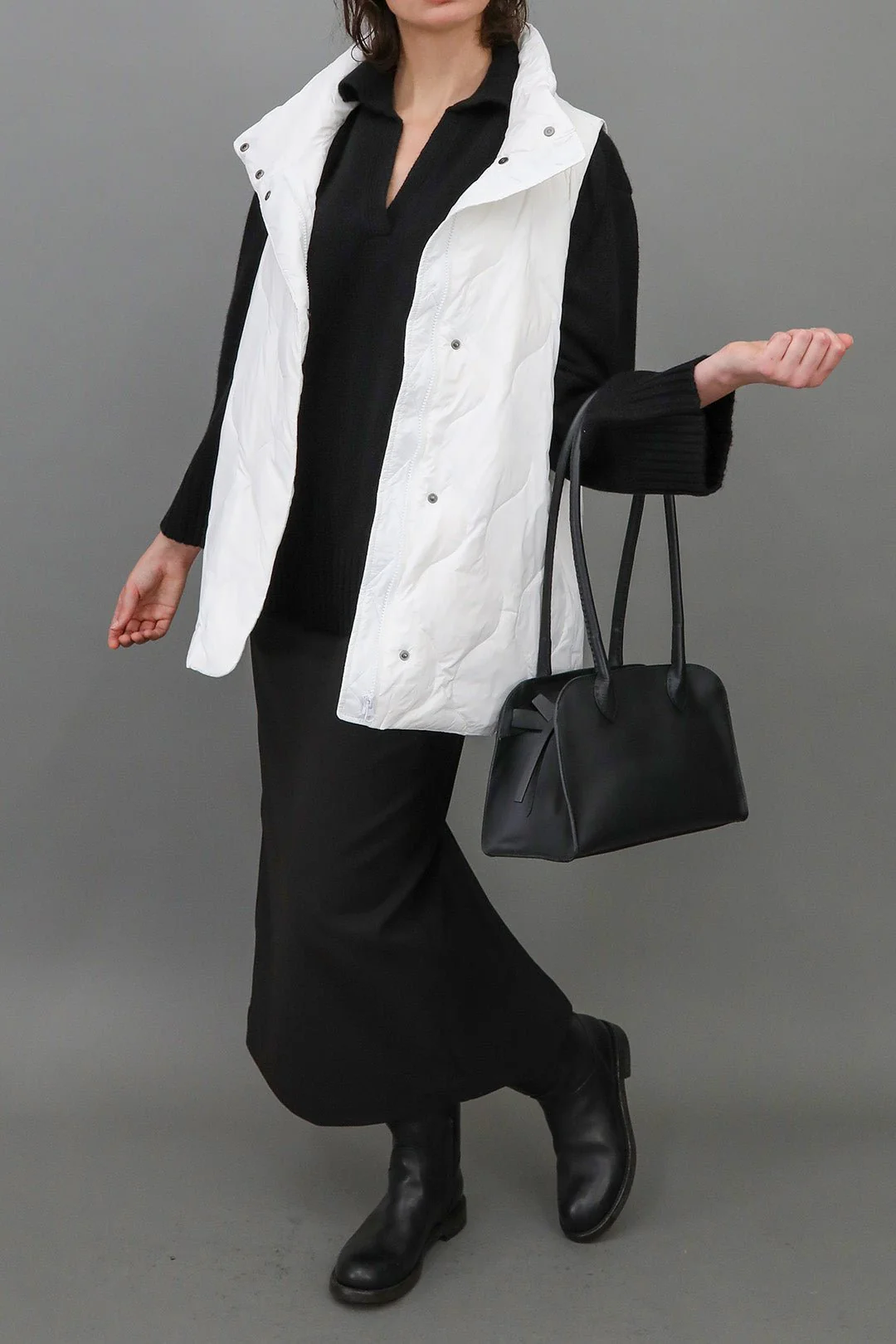 JACKIE LONG SKIRT IN ITALIAN TECHNICAL STRETCH BLACK - Image 6