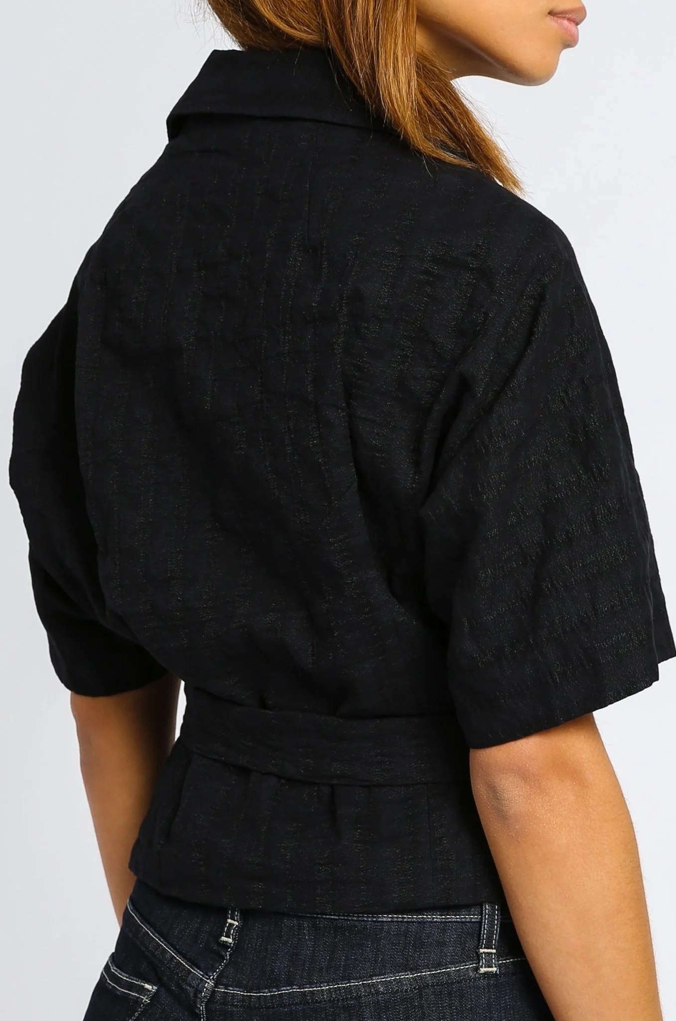 AMBRE CROPPED SHORT SLEEVE JACKET IN ITALIAN JACQUARD - Image 3