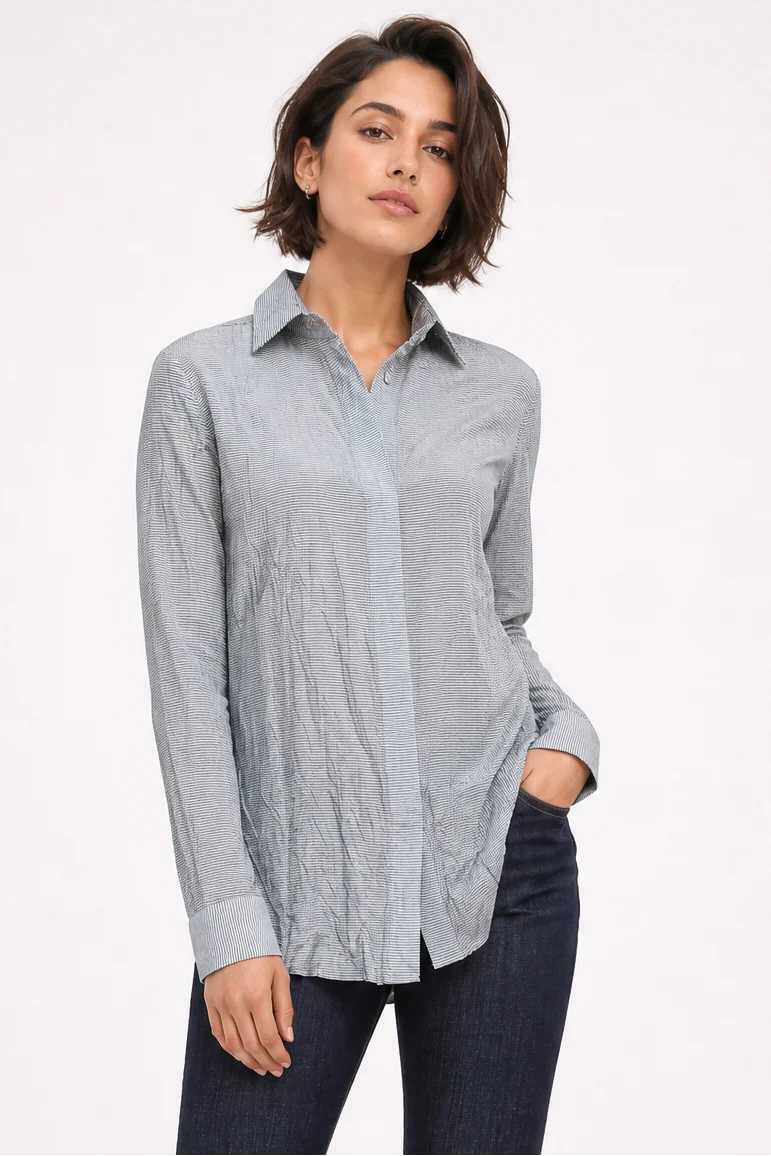 SFIZIO TEXTURED COTTON-SILK PERFECT SHIRT
