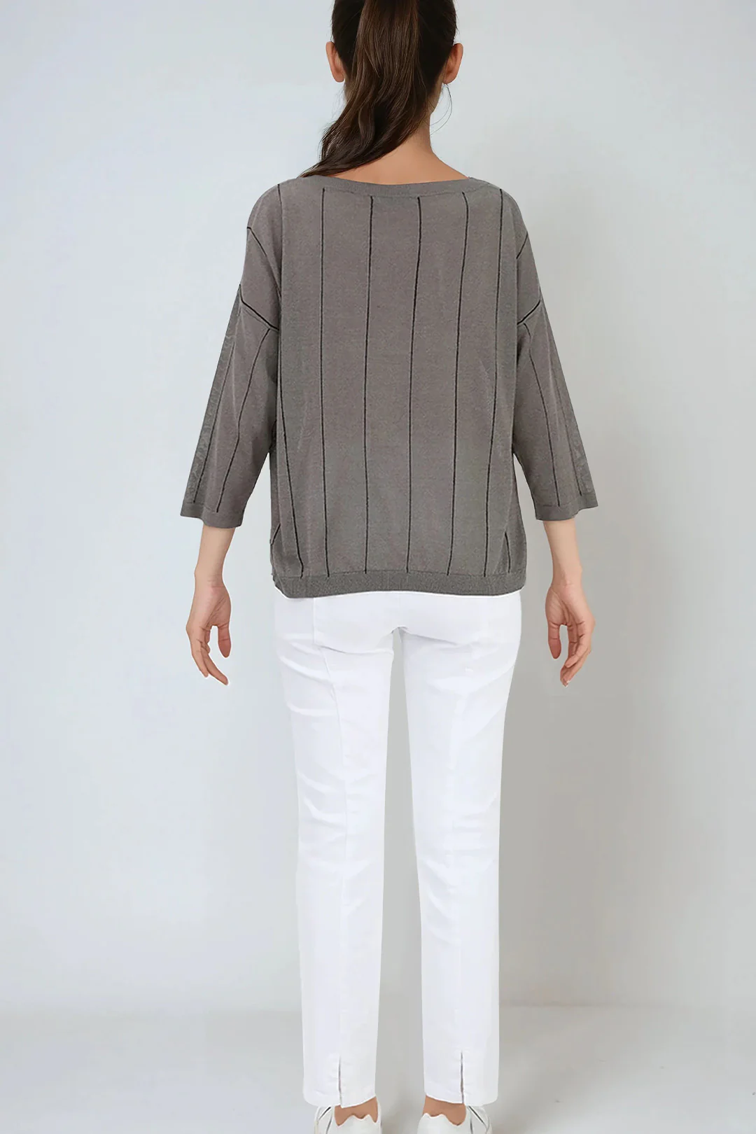 STRATUS STRIPED WIDE NECK TOP IN HIGH TWIST COTTON - Image 3