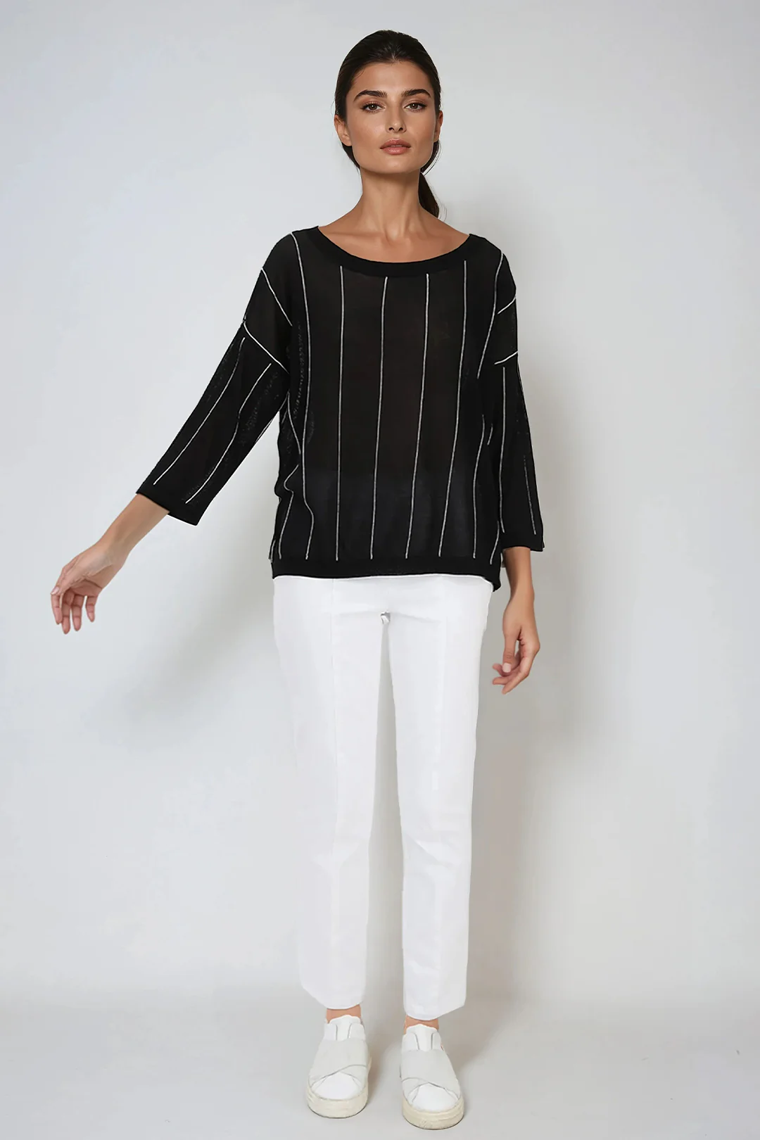 STRATUS STRIPED WIDE NECK TOP IN HIGH TWIST COTTON - Image 4
