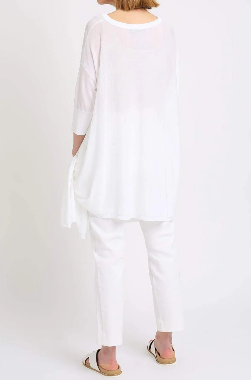 3/4 SLEEVE TIE DETAIL TOP IN HIGH TWIST COTTON - Image 2
