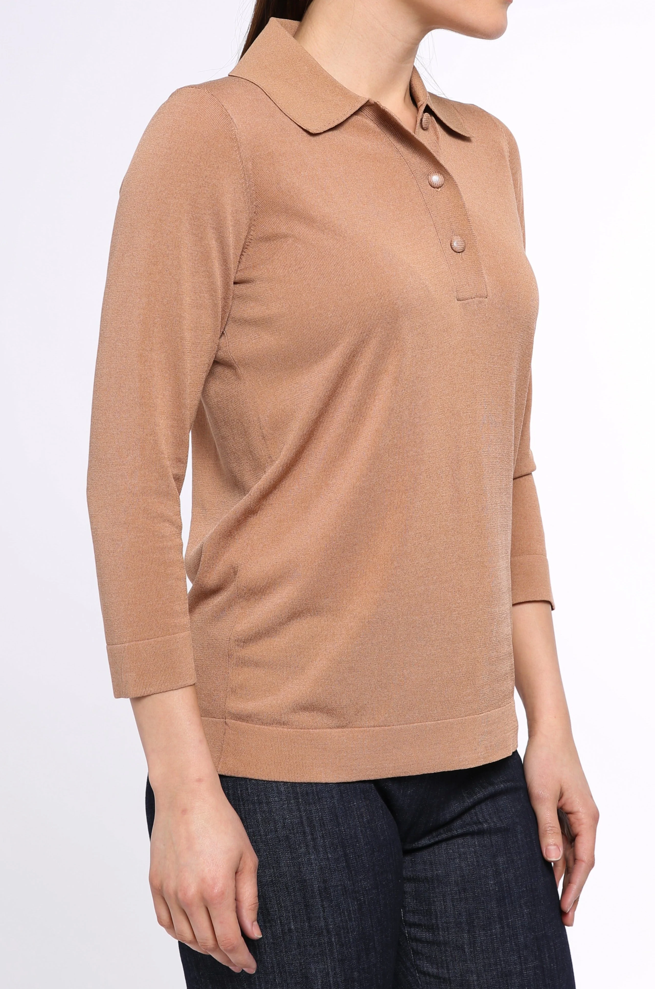 COVERED BUTTON POLO IN ITALIAN HIGH TWIST COTTON - Image 3