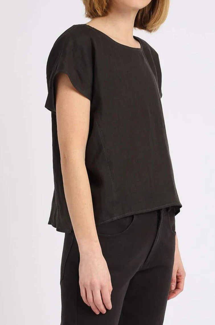 LINEN CROPPED ROUND NECK SHORT SLEEVE - Image 2