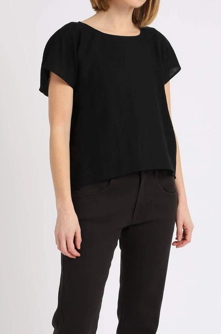 LINEN CROPPED ROUND NECK SHORT SLEEVE - Image 4