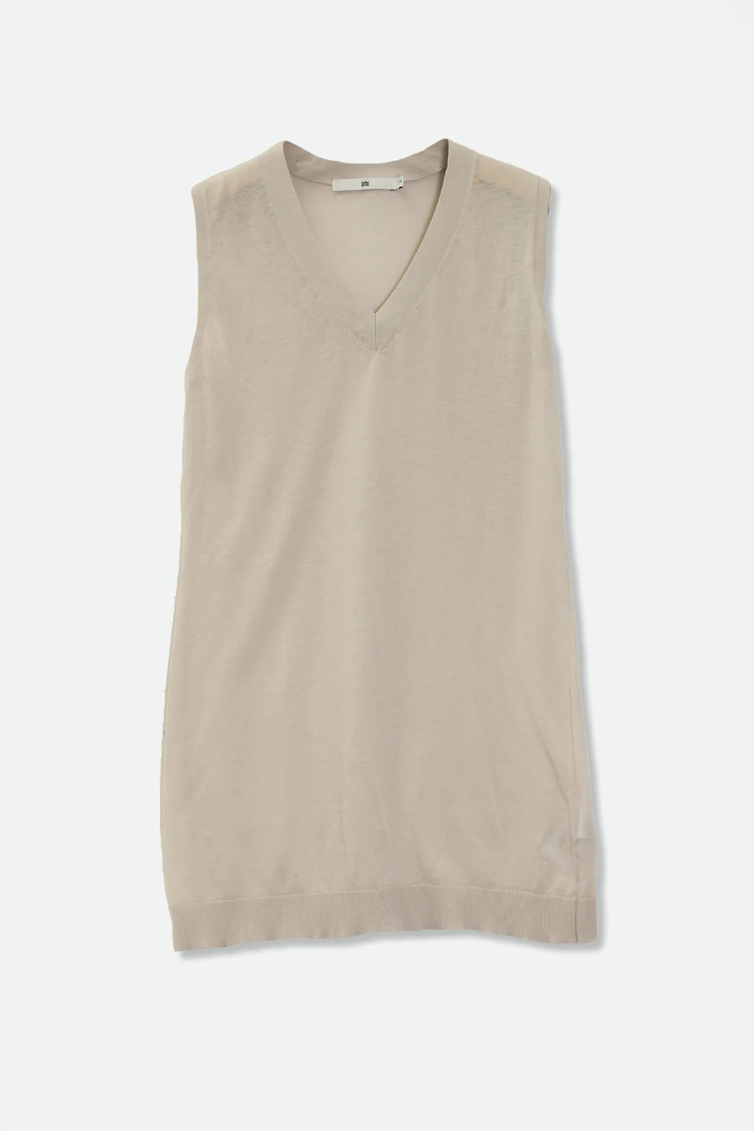 V NECK SLEEVELESS TOP IN FINE GAUGE COTTON - Image 3