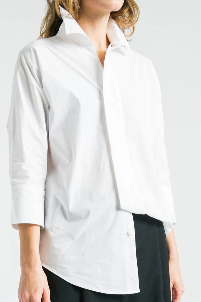 DOLMAN SLEEVE SHIRT IN COTTON POPLIN STRETCH