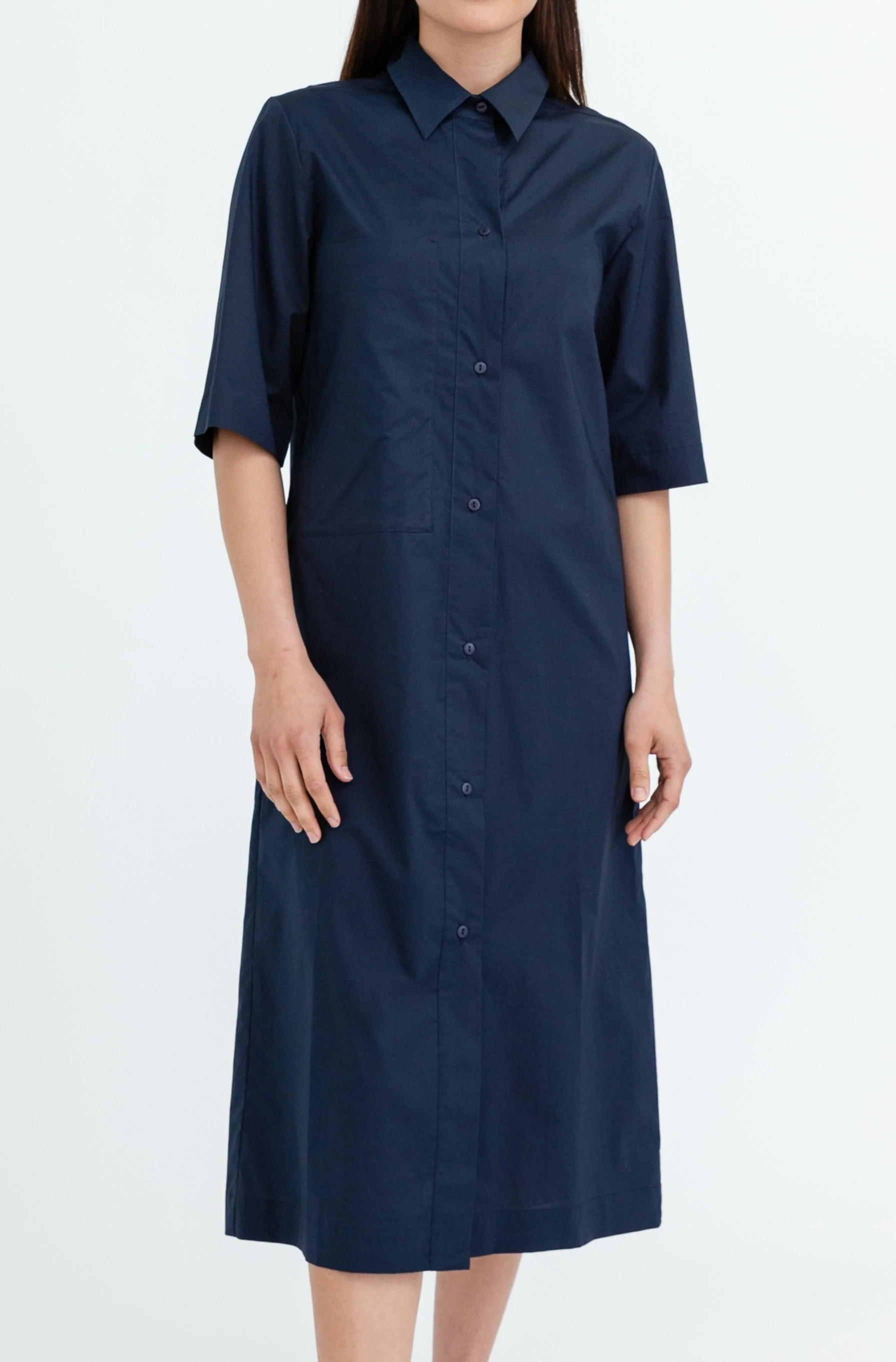 DOLLY DUSTER SHIRTDRESS IN STRETCH COTTON STRETCH - Image 2