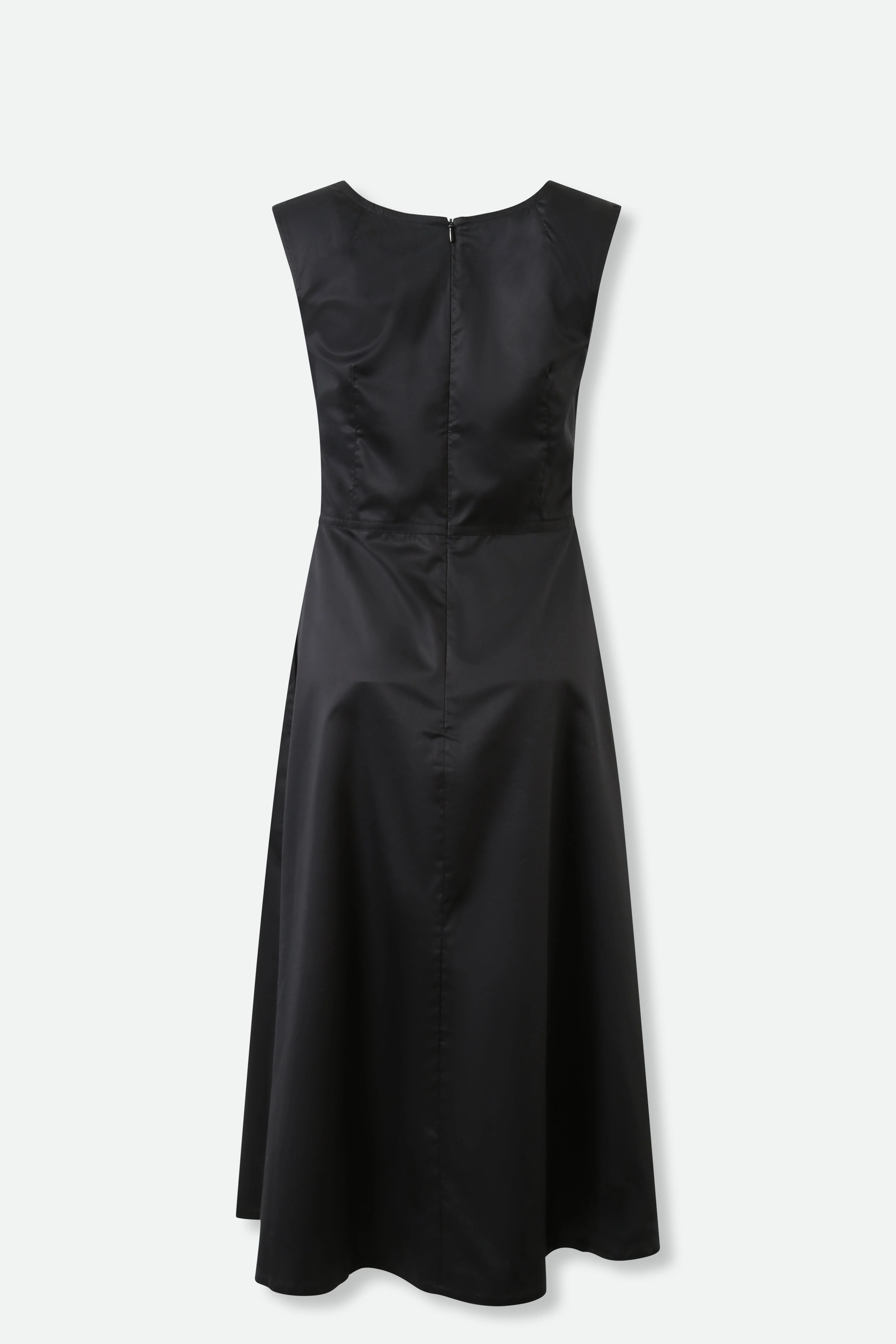 DAYA A-LINE OPEN-NECK SLEEVELESS DRESS WITH POCKETS IN COTTON POPLIN - Image 2
