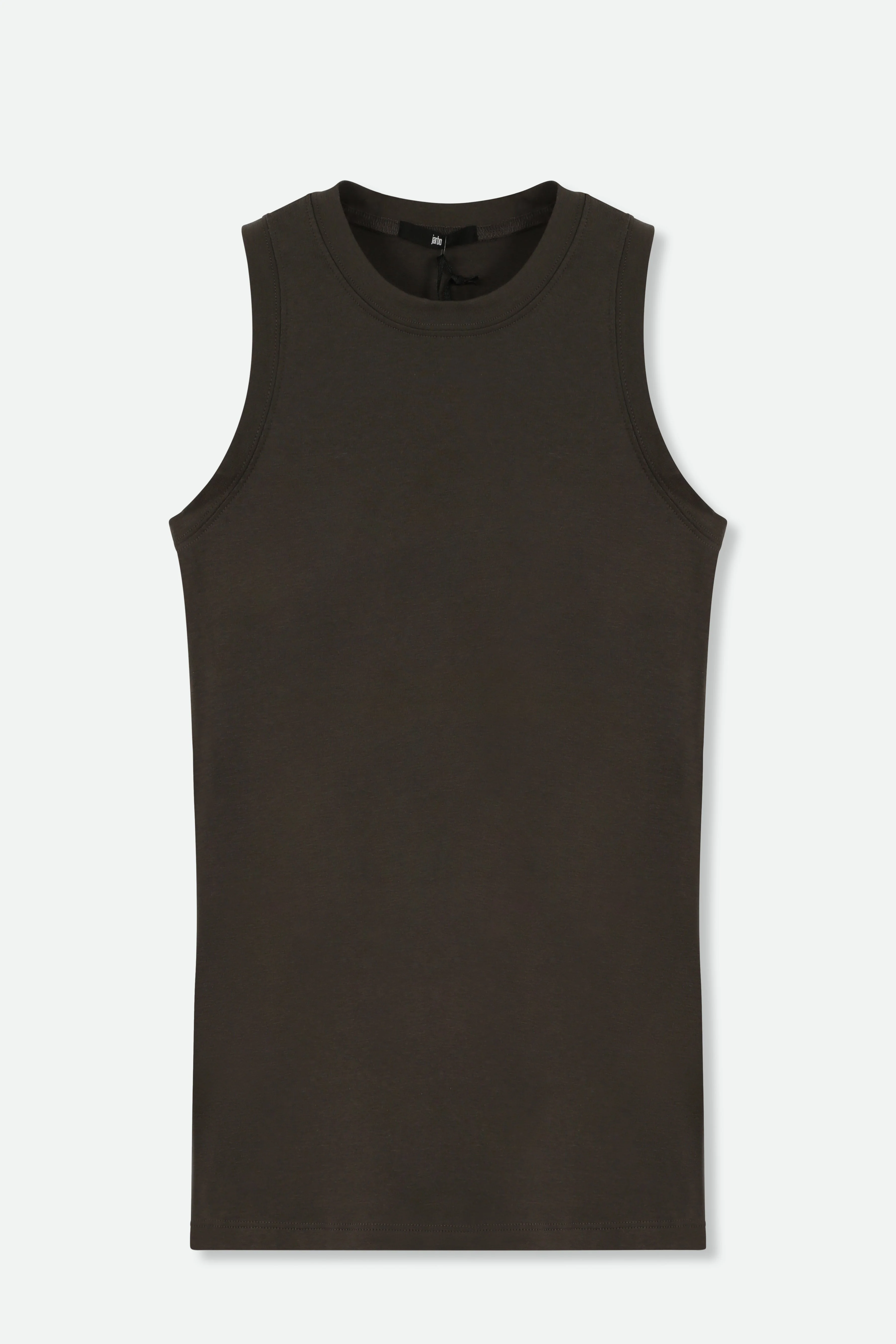 TUNIC LENGTH MUSCLE TANK IN PIMA COTTON STRETCH - FINAL FEW FIT SIZE 12