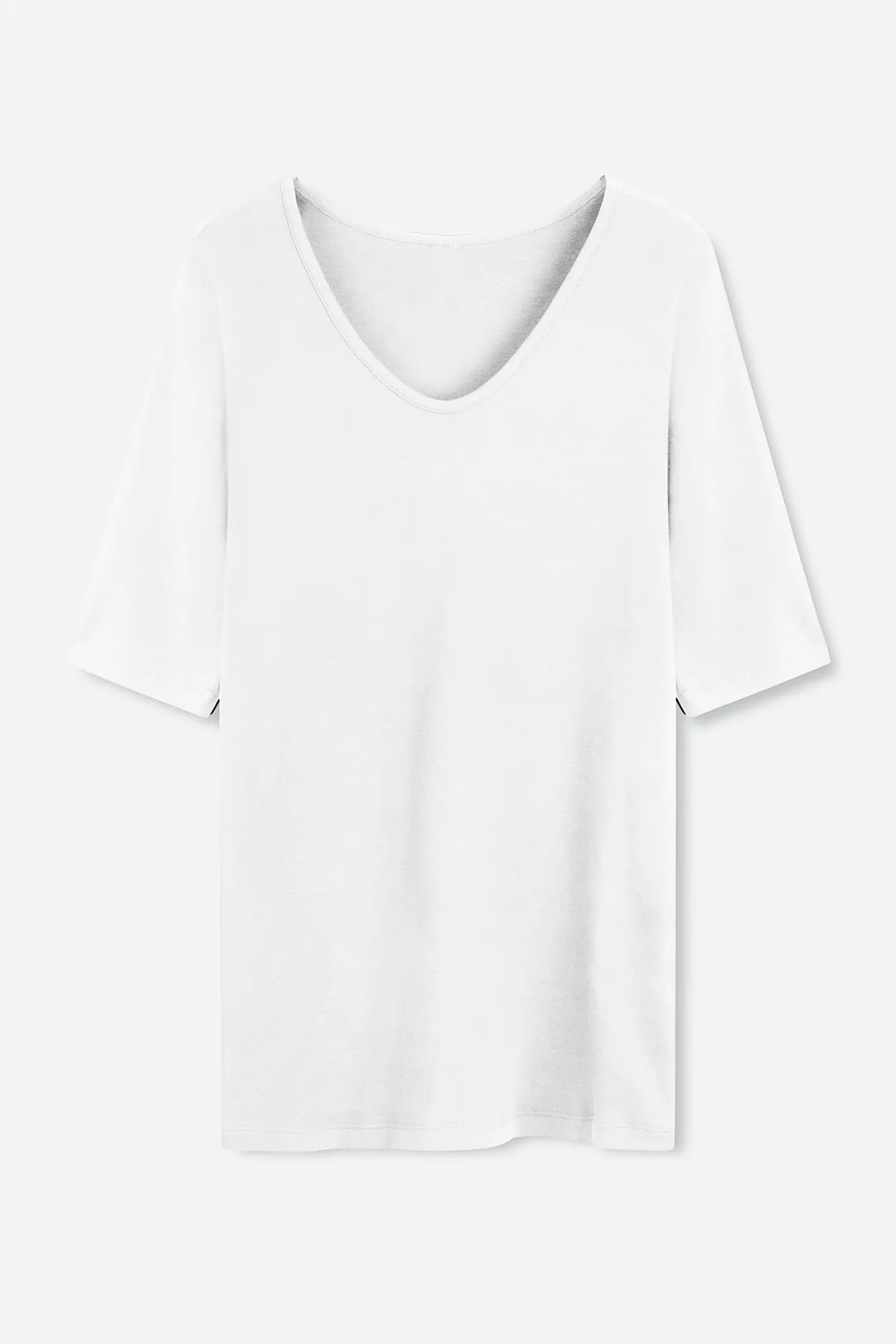 ELBOW V NECK IN PIMA COTTON STRETCH