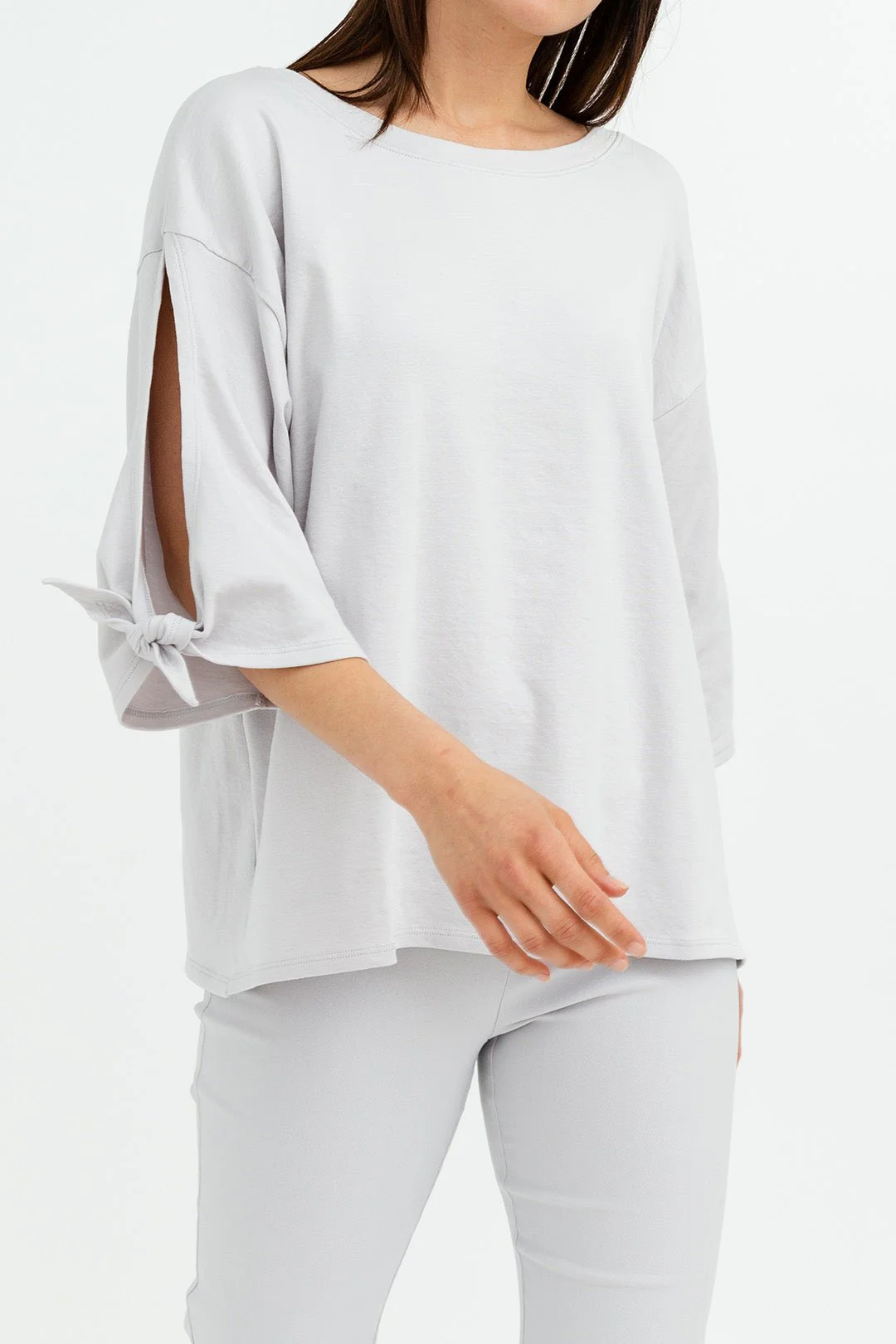 BOATNECK TIE-SLEEVE TOP IN PIMA COTTON STRETCH - Image 6