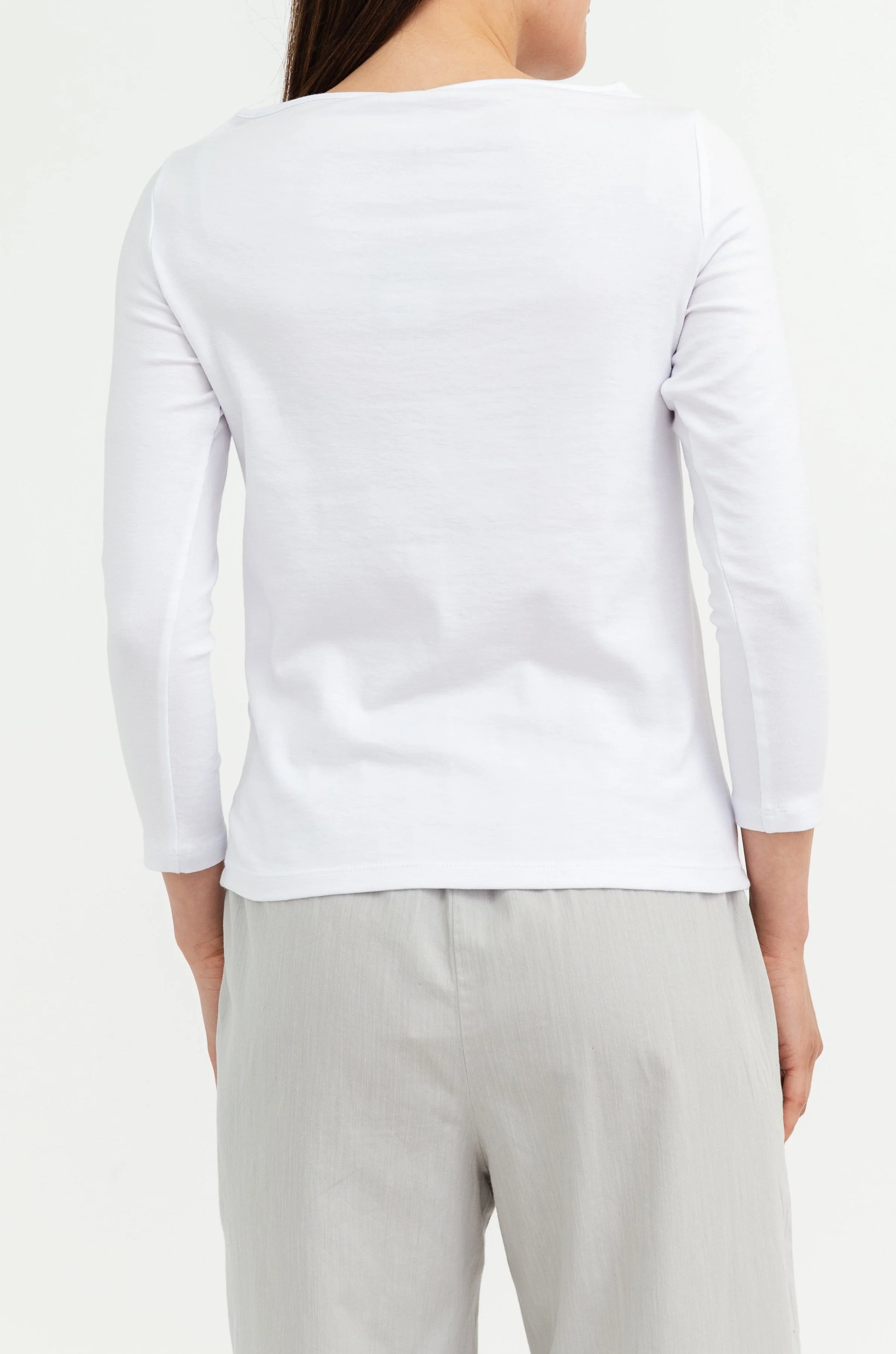 THREE-QUARTER SLEEVE BATEAU IN PIMA COTTON STRETCH WHITE - FINAL FEW SIZE 2 - Image 2