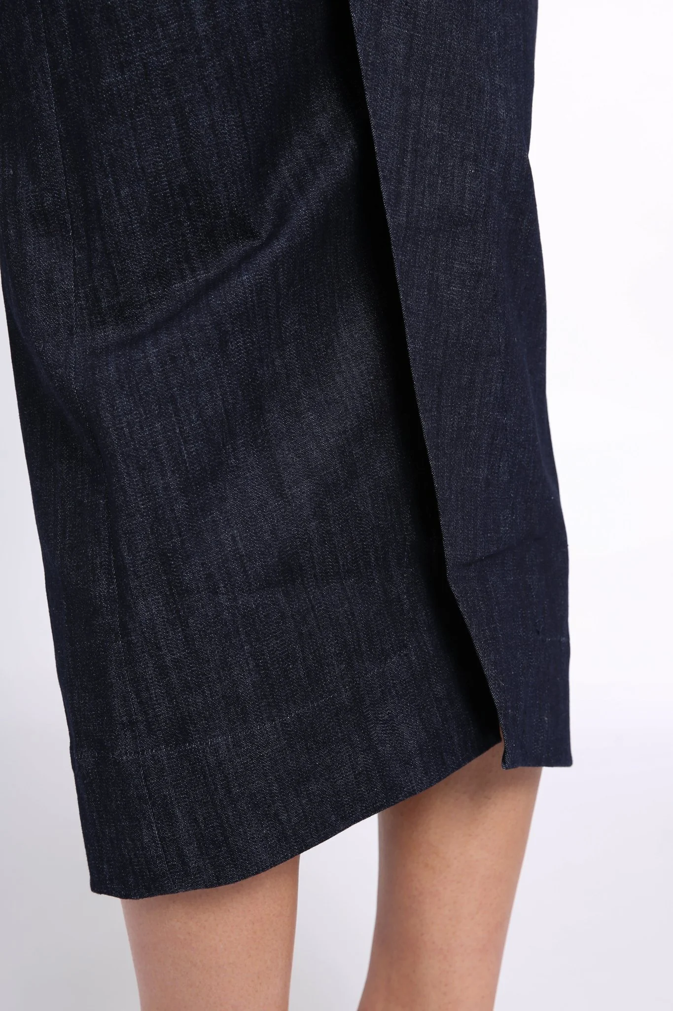 PISA LONG KICK PLEAT SKIRT IN STRETCH DENIM - Image 10