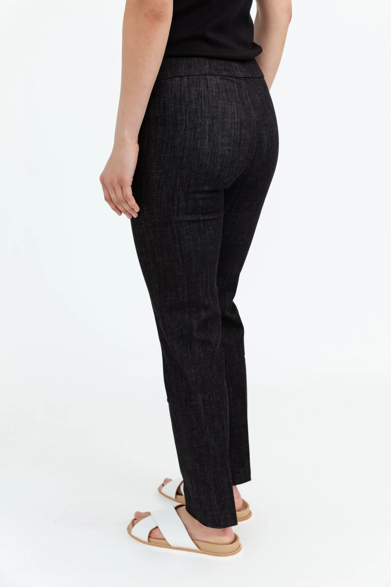 STRAIGHT LEG PIPER PULL-ON PANT IN STRETCH COTTON DENIM - Image 2