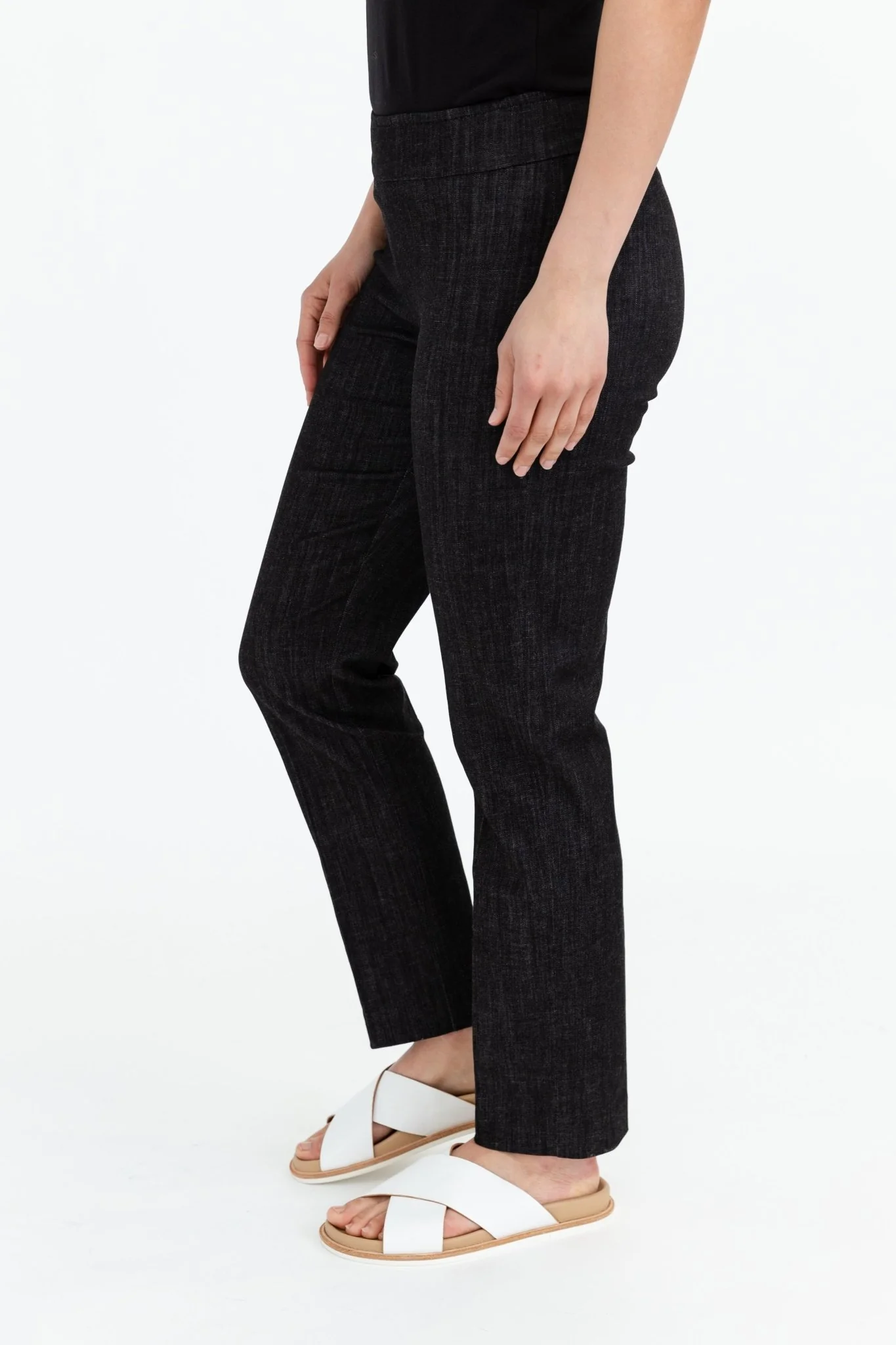 STRAIGHT LEG PIPER PULL-ON PANT IN STRETCH COTTON DENIM - Image 3