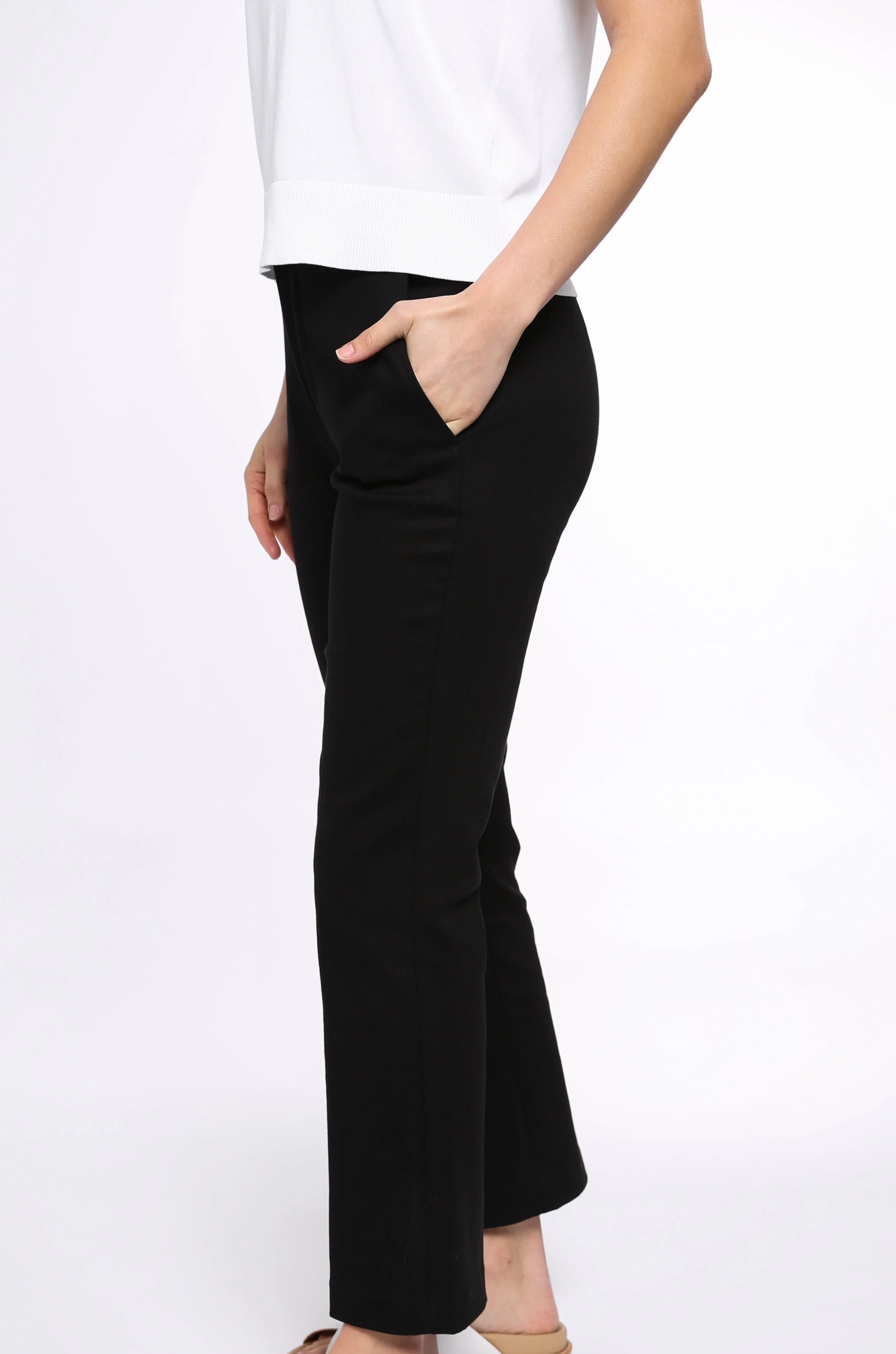 FLARE CROP-LENGTH TROUSER IN STRETCH COTTON DENIM - Image 6