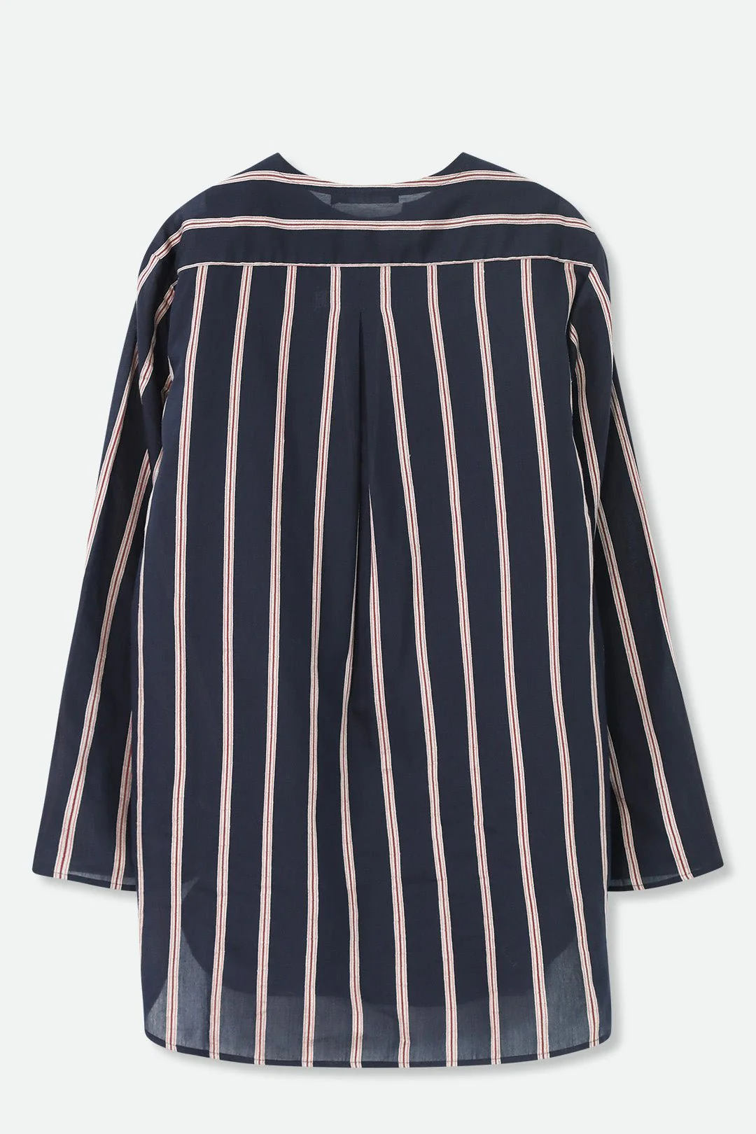 CYPRESS LAYERED SHIRT IN ITALIAN COTTON VOILE NAVY STRIPES - Image 3