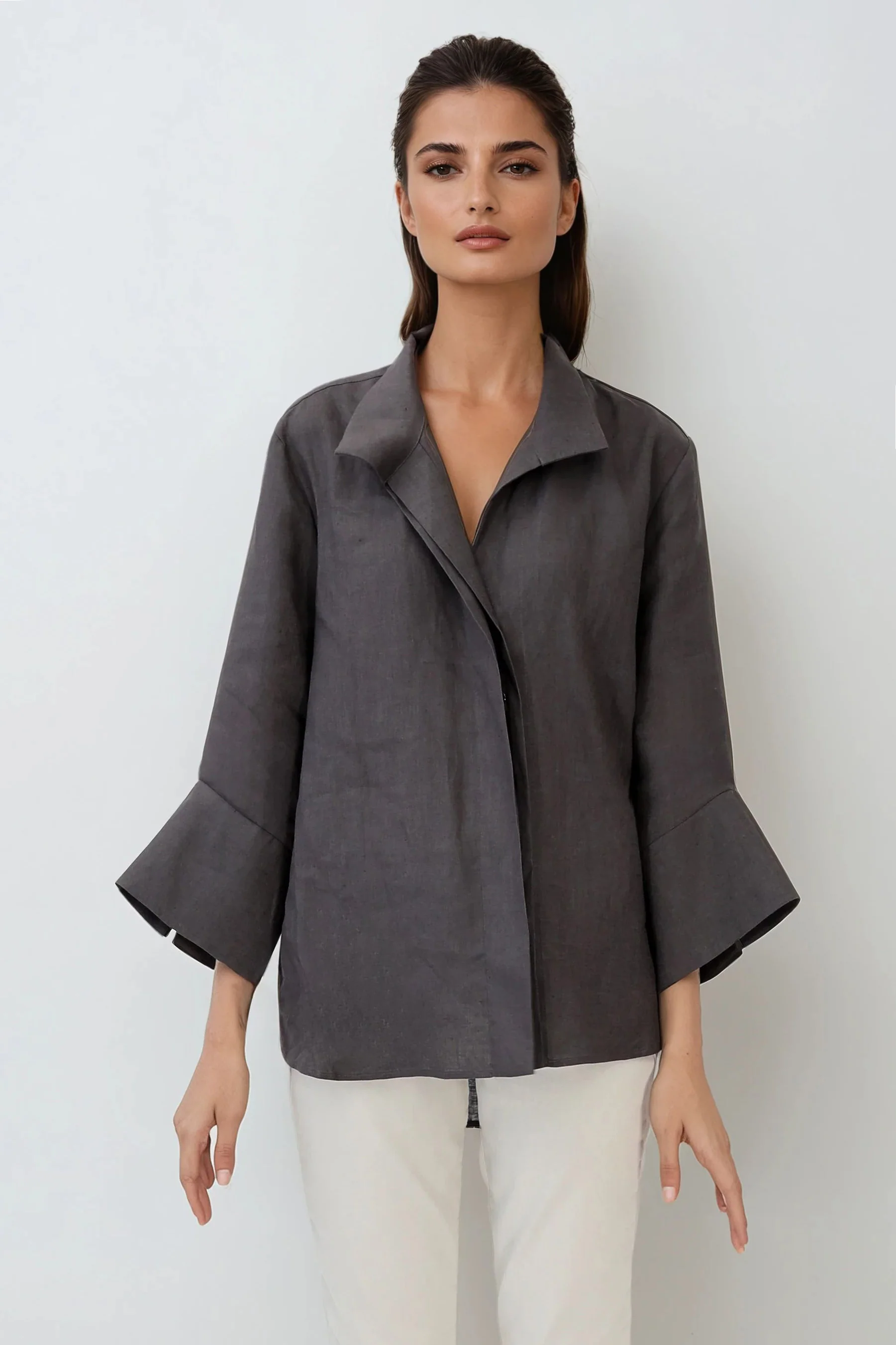 SANDRINE WIDE-CUFF SHIRT IN ITALIAN LINEN - Image 13