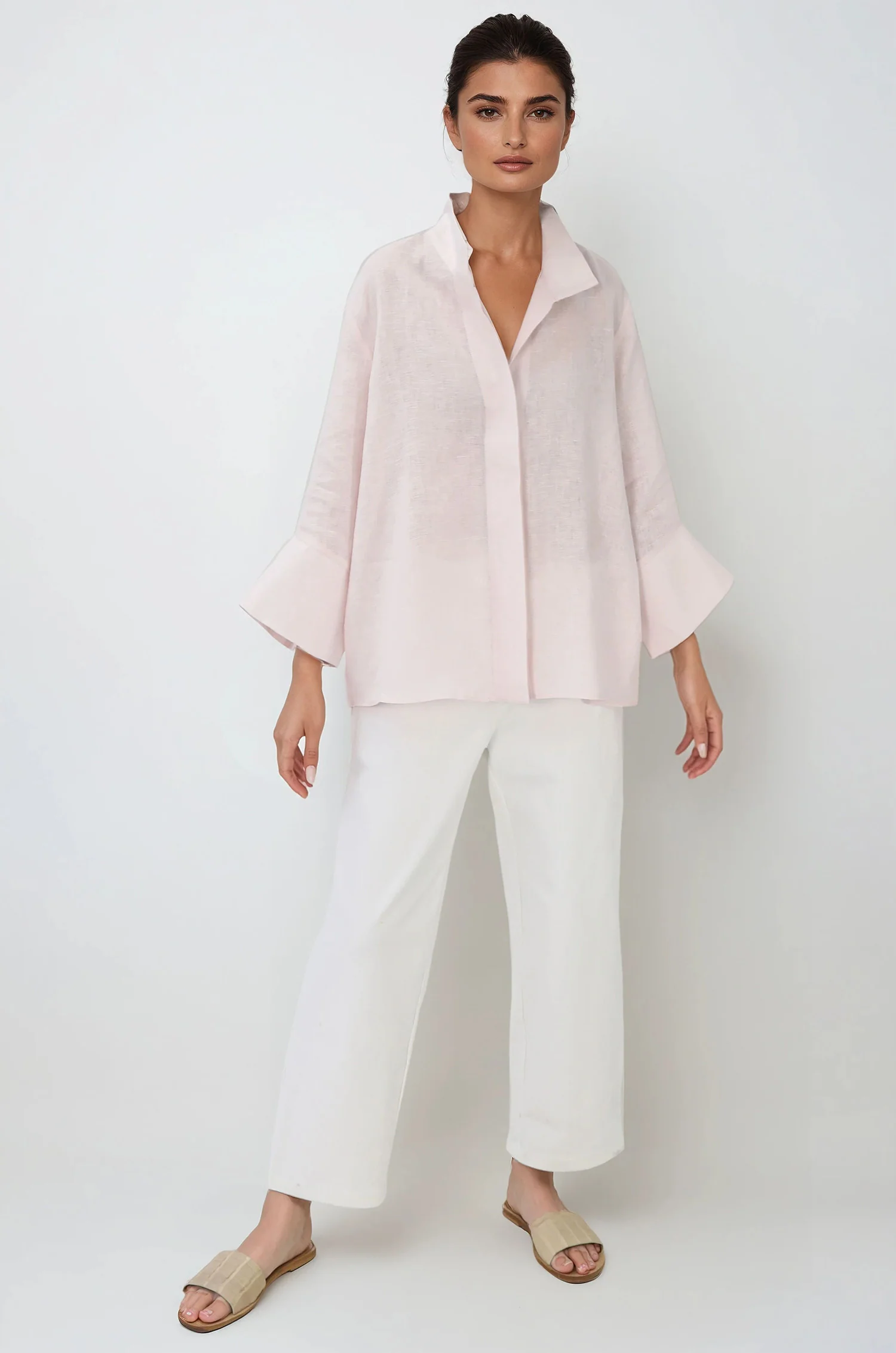 SANDRINE WIDE-CUFF SHIRT IN ITALIAN LINEN - Image 7
