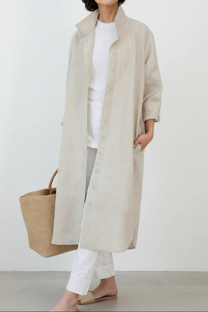 SHIRTDRESS DUSTER IN PREMIUM ITALIAN LINEN