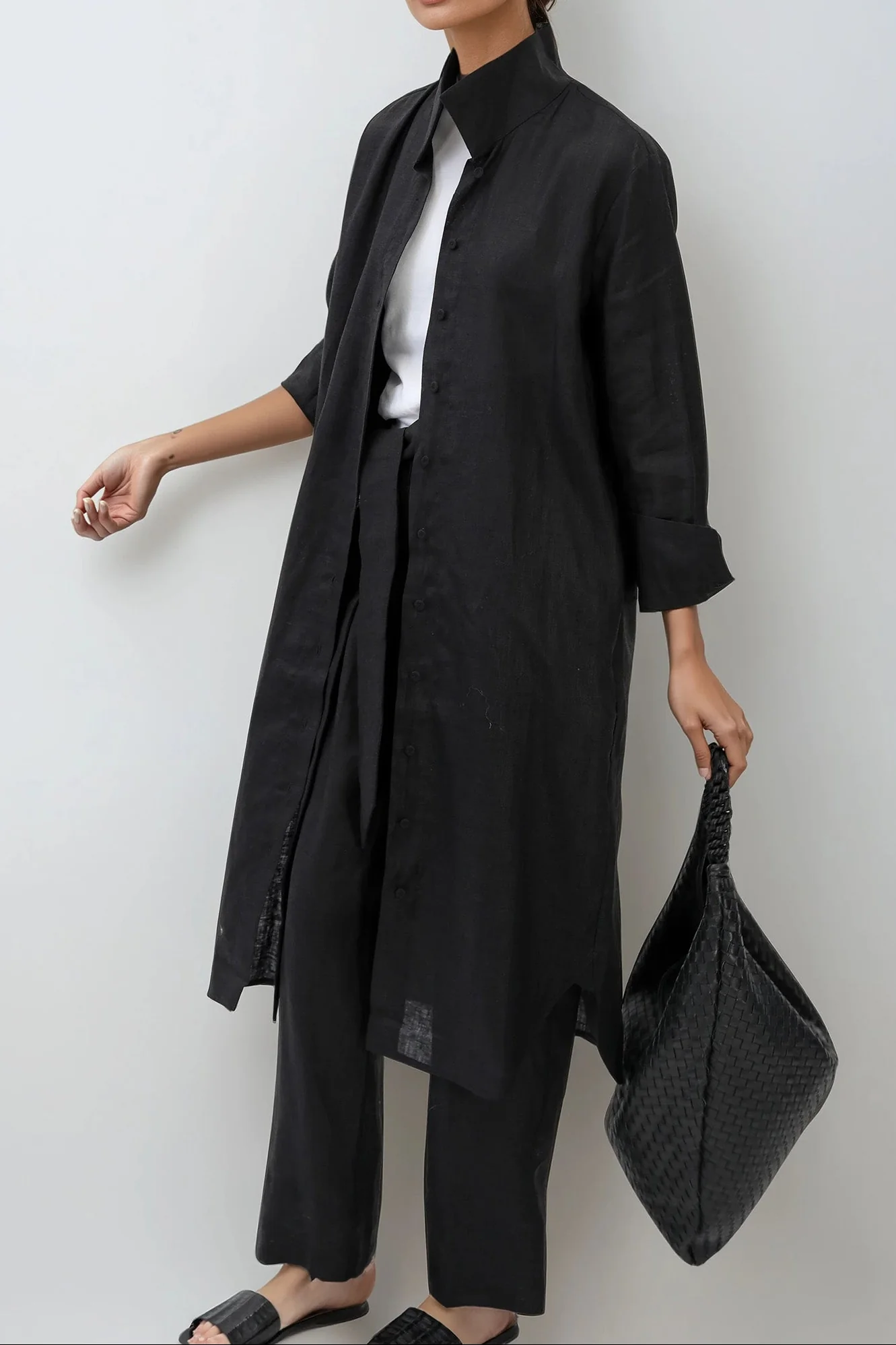 SHIRTDRESS DUSTER IN PREMIUM ITALIAN LINEN - Image 5