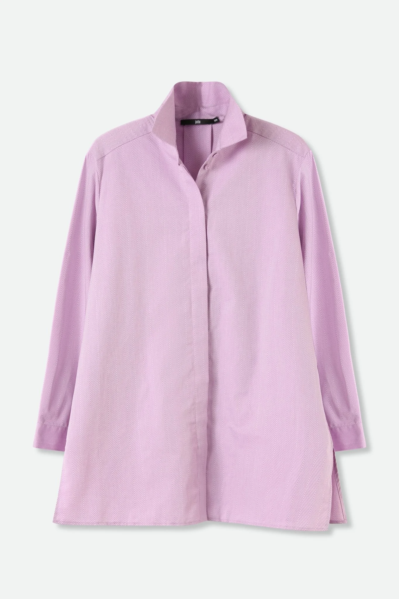 SELLA SHIRT IN ITALIAN COTTON POPLIN VIOLET HERRINGBONE - Image 2