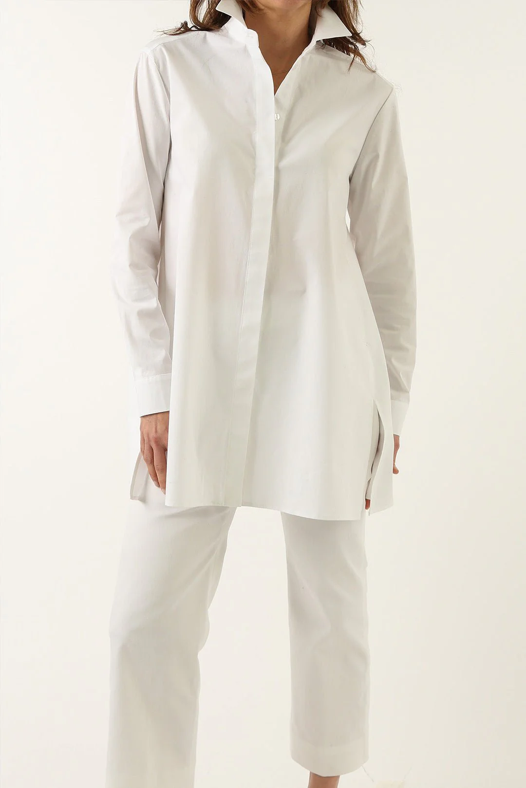 SELLA SHIRT IN ITALIAN COTTON POPLIN WHITE - Image 3