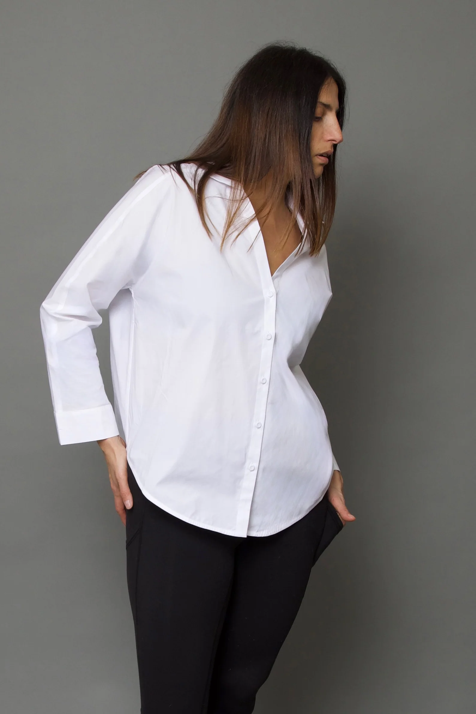 MARY DOLMAN SHIRT IN ITALIAN COTTON STRETCH - Image 2