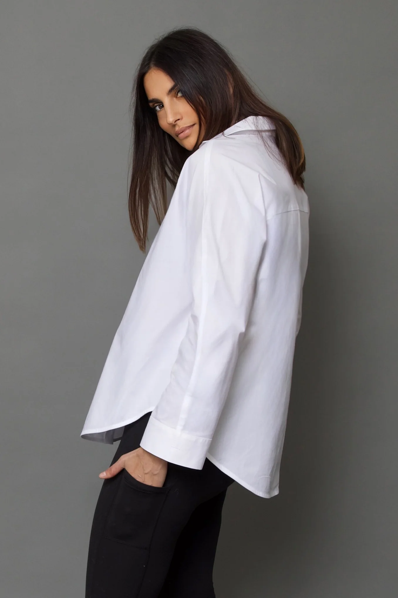 MARY DOLMAN SHIRT IN ITALIAN COTTON STRETCH - Image 3