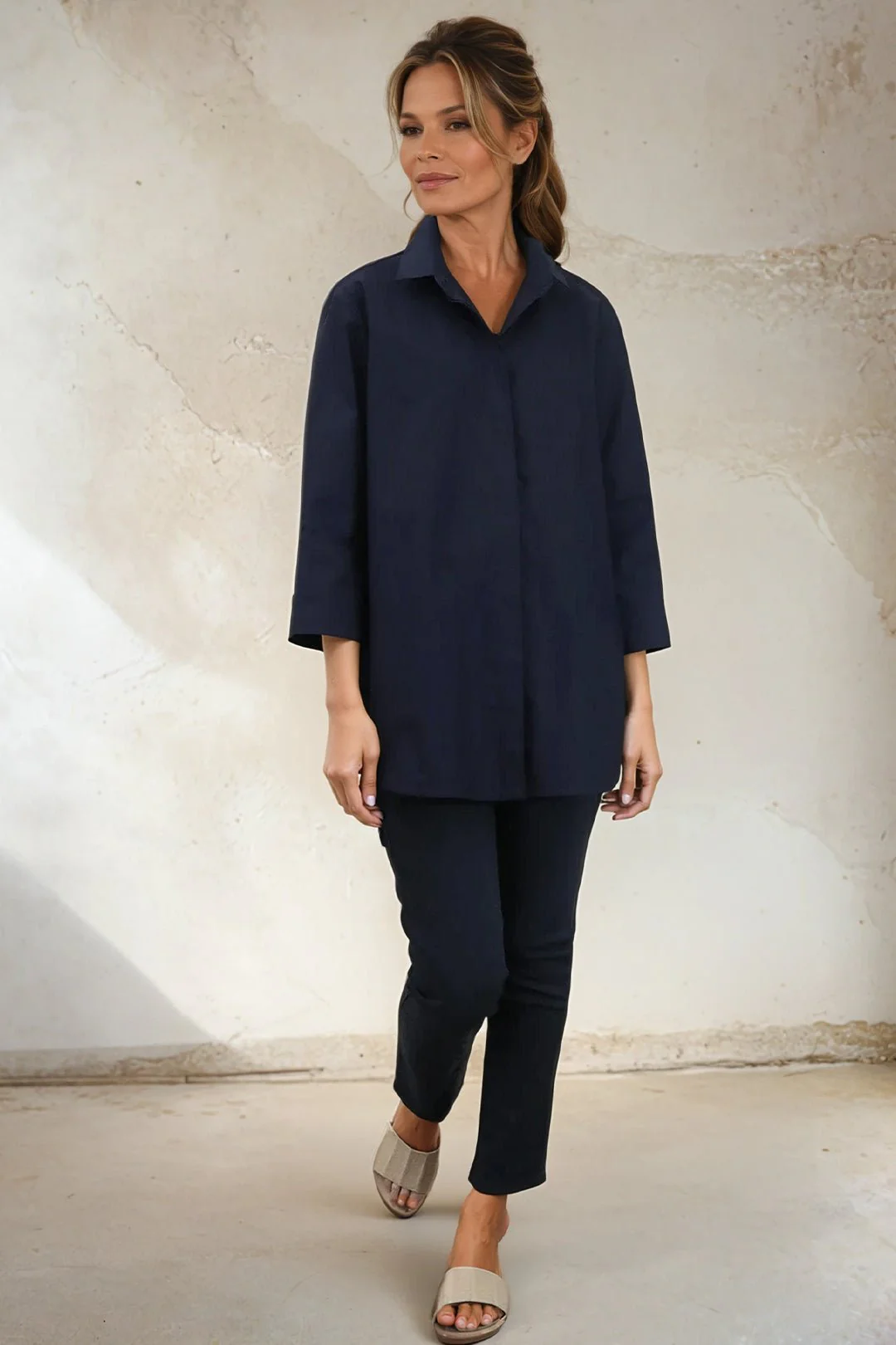 SADIE 3/4 SLEEVE SHIRT IN ITALIAN COTTON POPLIN STRETCH - Image 7