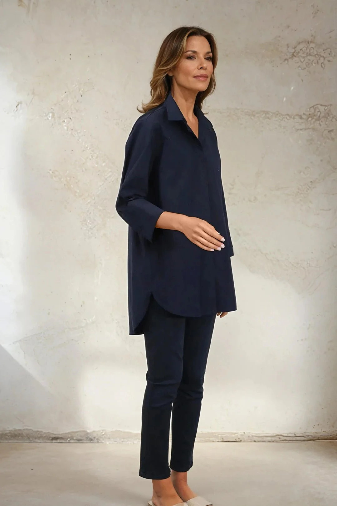 SADIE 3/4 SLEEVE SHIRT IN ITALIAN COTTON POPLIN STRETCH - Image 9