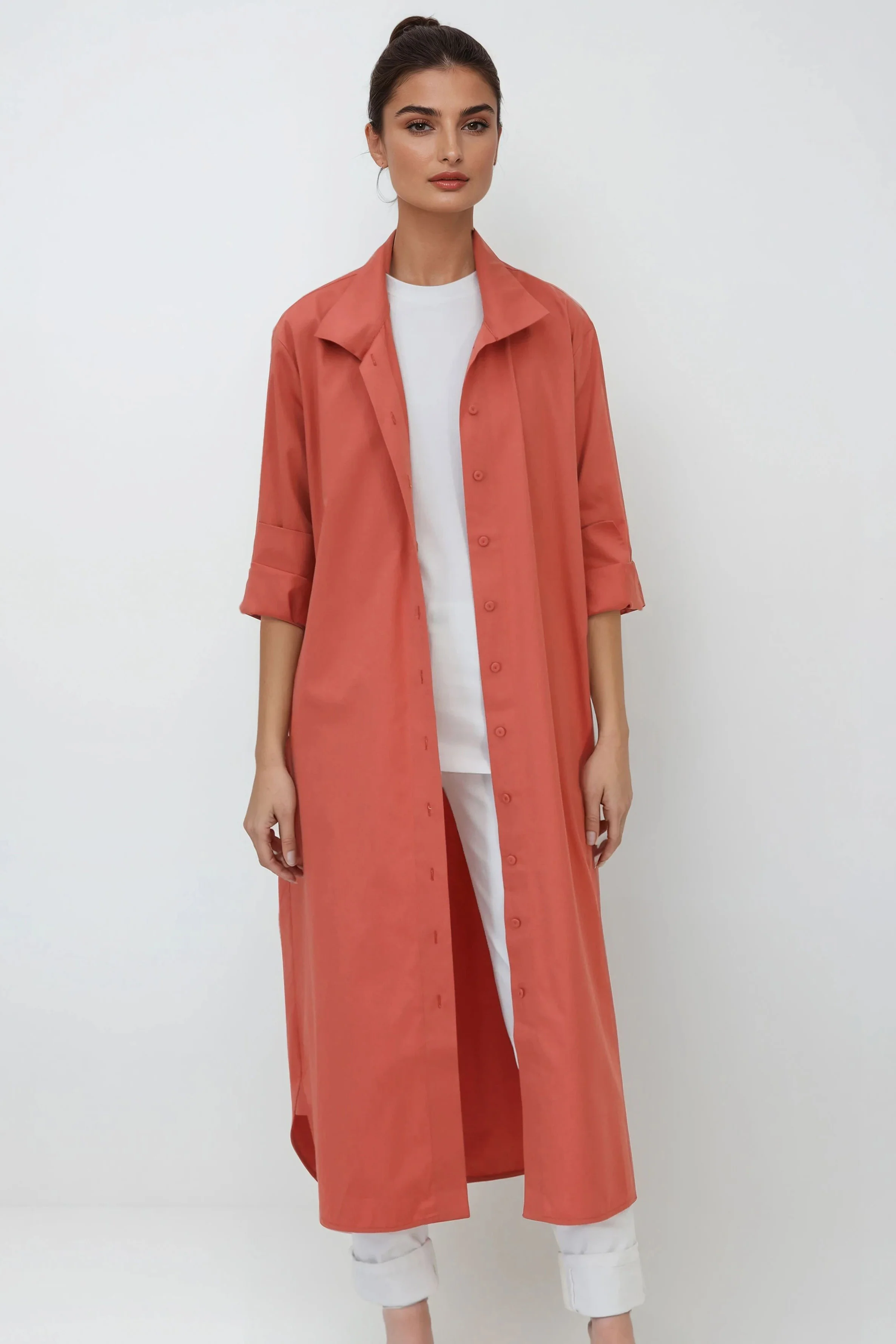 SHIRTDRESS DUSTER IN PREMIUM ITALIAN COTTON - Image 3