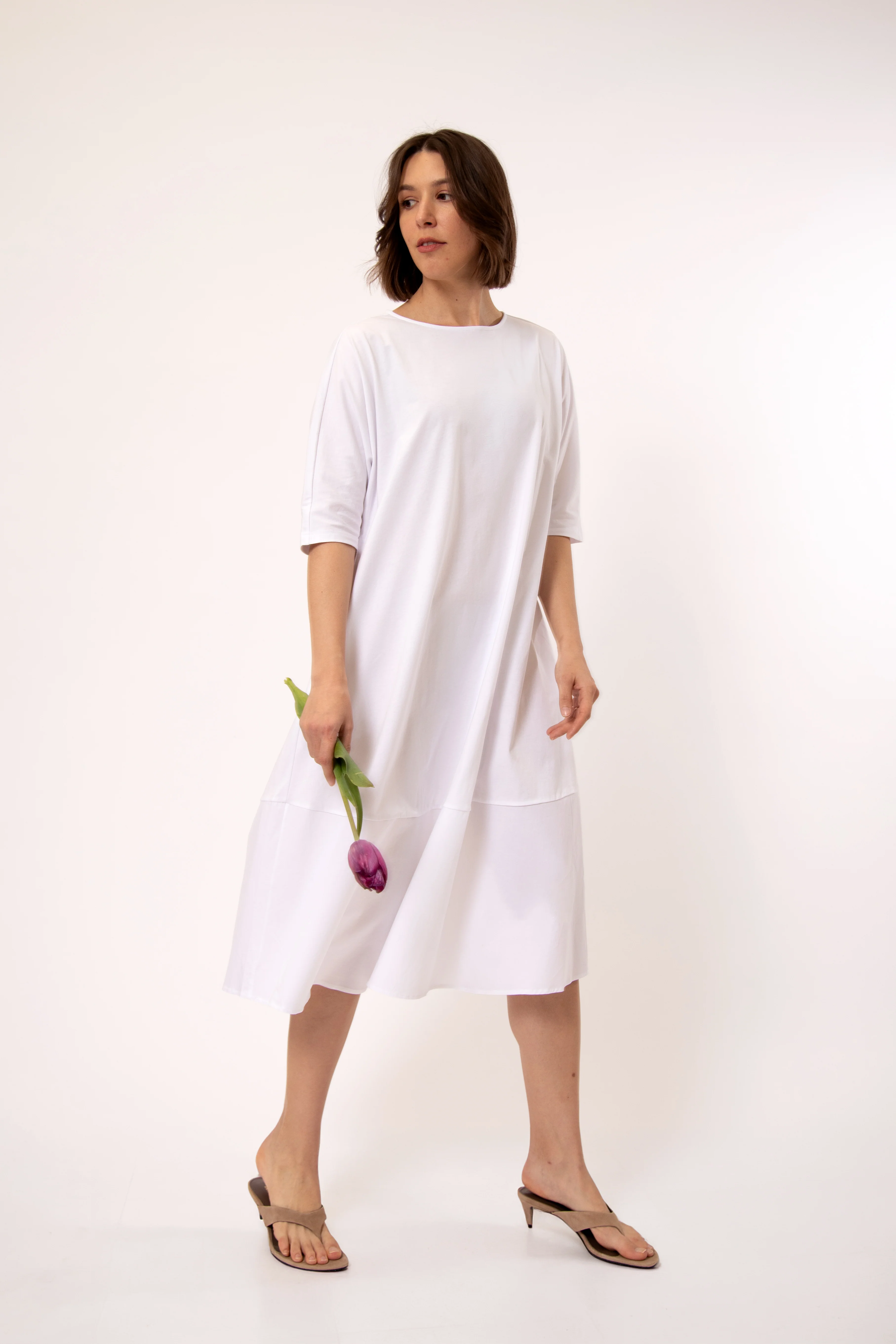 DAVINA MAXI DRESS IN ITALIAN JERSEY AND POPLIN COTTON