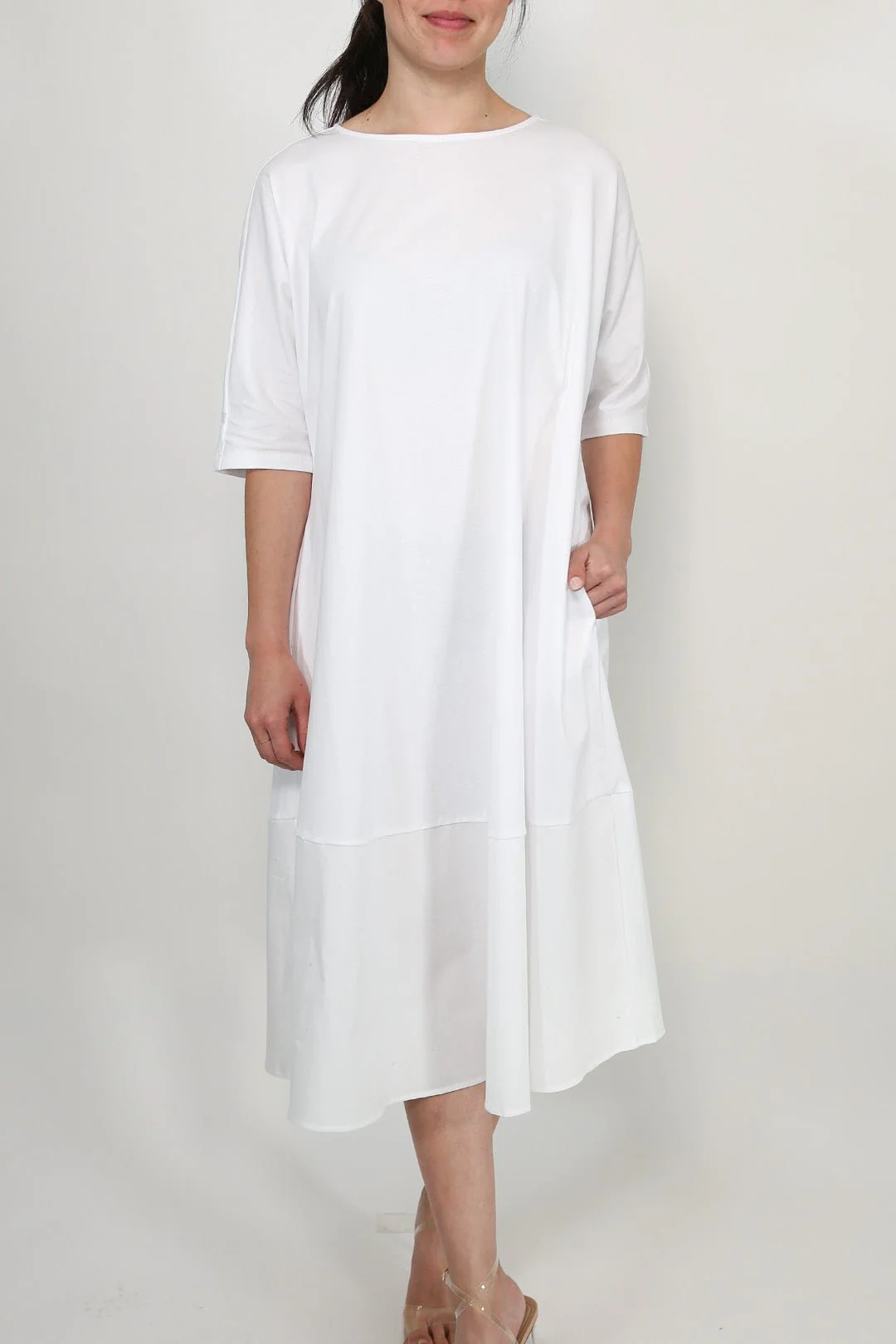 DAVINA MAXI DRESS IN ITALIAN JERSEY AND POPLIN COTTON - Image 5