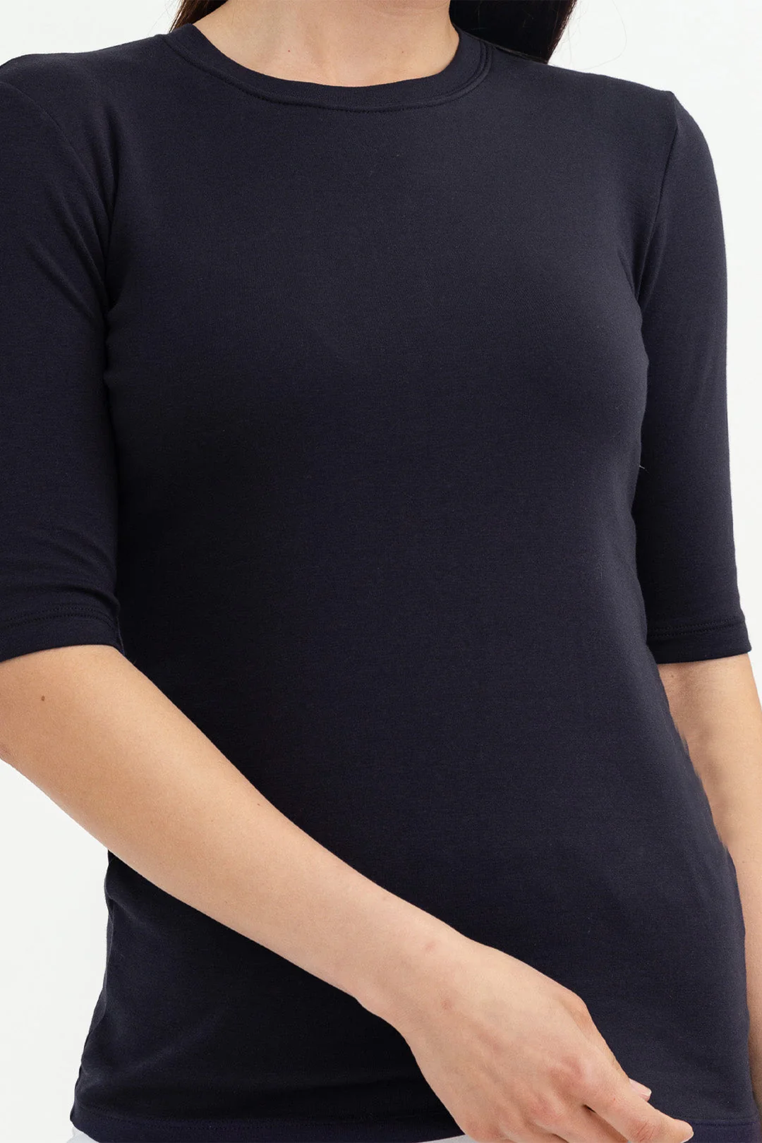 ELBOW SLEEVE CREW IN PIMA COTTON STRETCH - Image 8