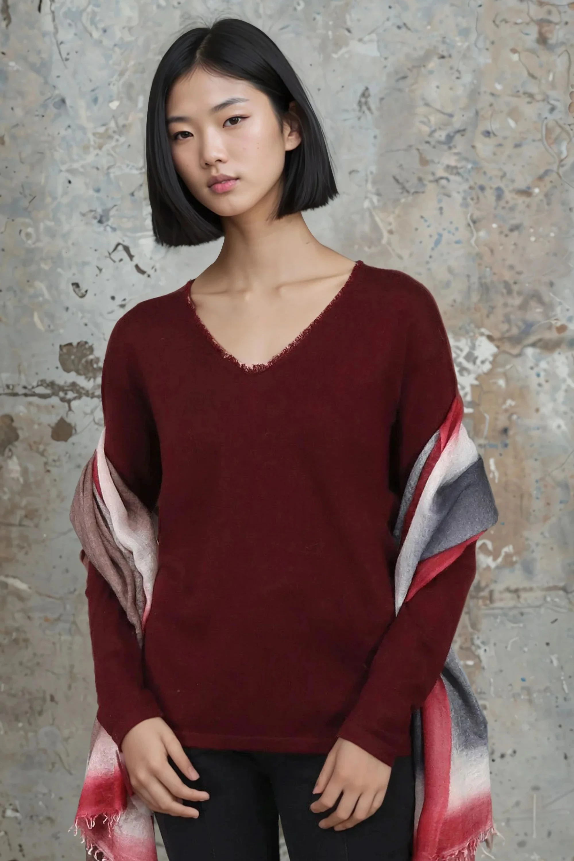 ROWAN OVAL V FRINGE NECK IN HAND-DYED CASHMERE - Image 18