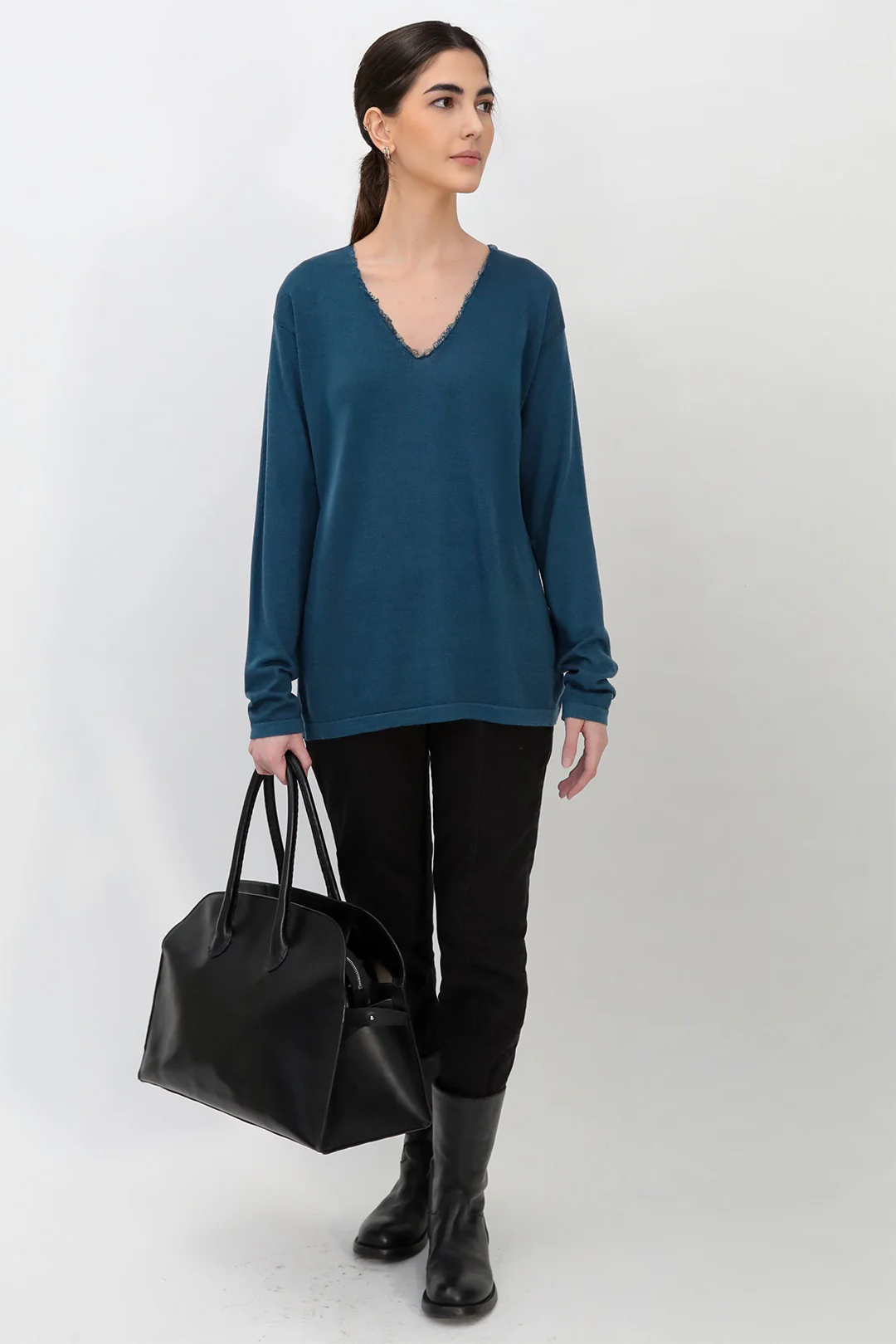 ROWAN OVAL V FRINGE NECK IN HAND-DYED CASHMERE - Image 6