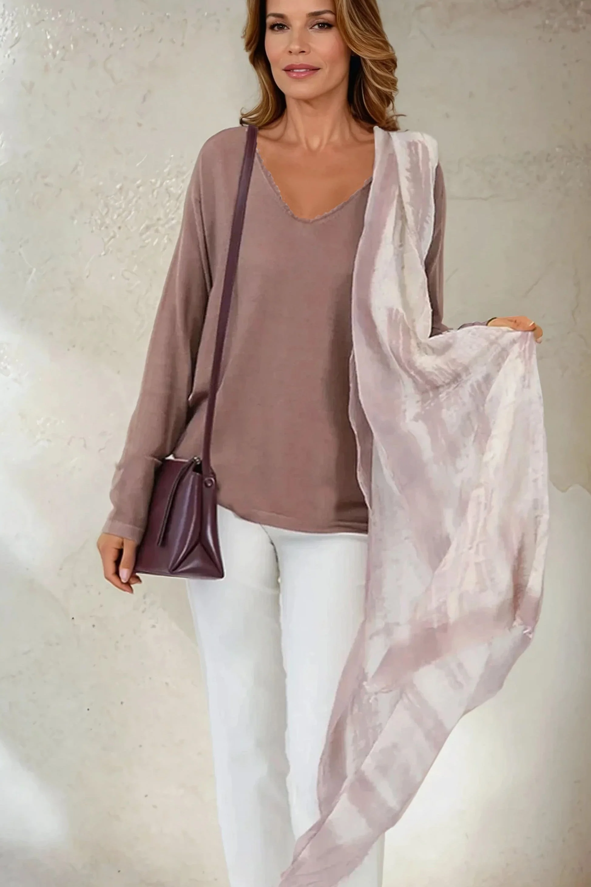 ROWAN OVAL V FRINGE NECK IN HAND-DYED CASHMERE - Image 9