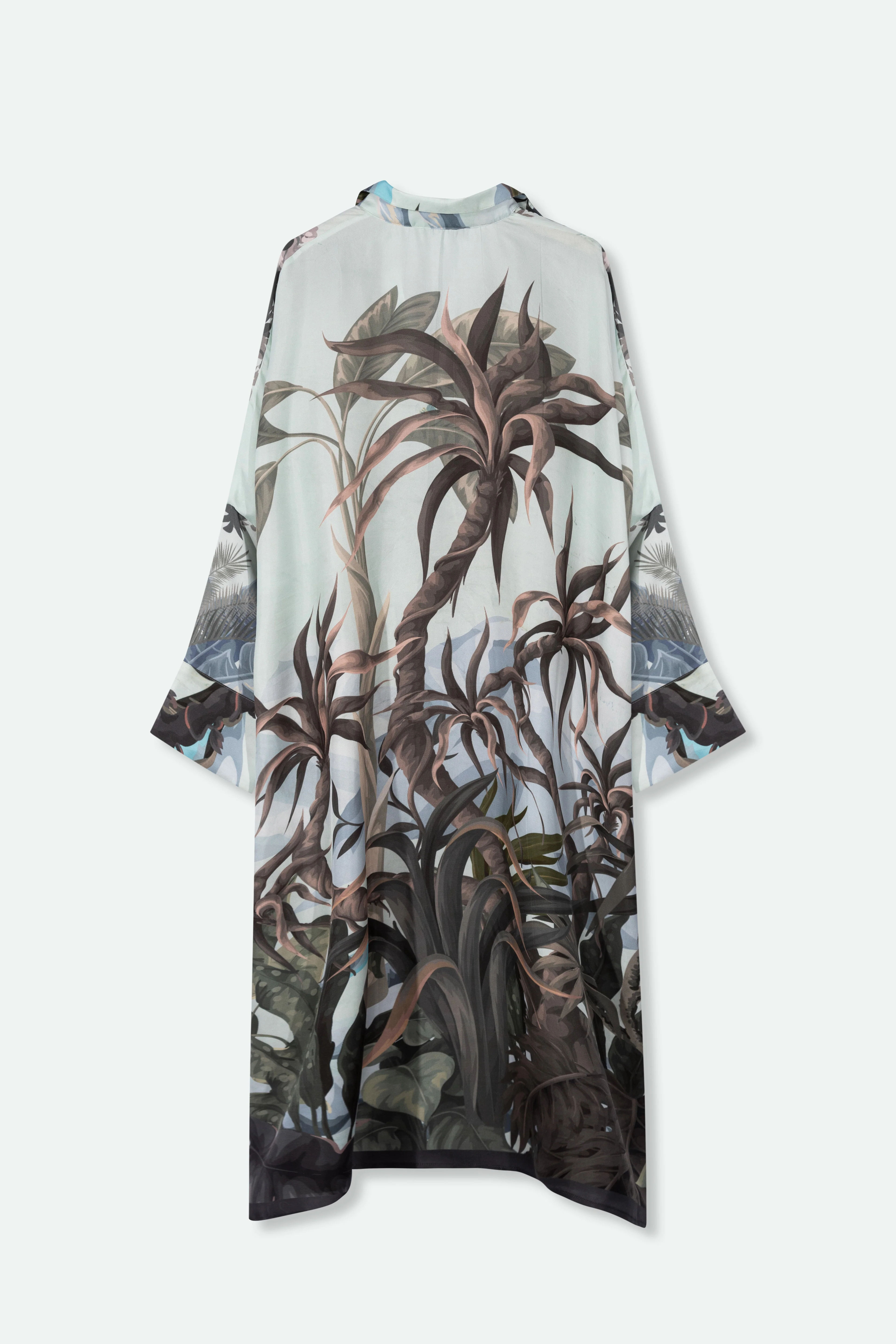 KONA KAFTAN IN SILK TWILL BLUE PALMS - Image 3