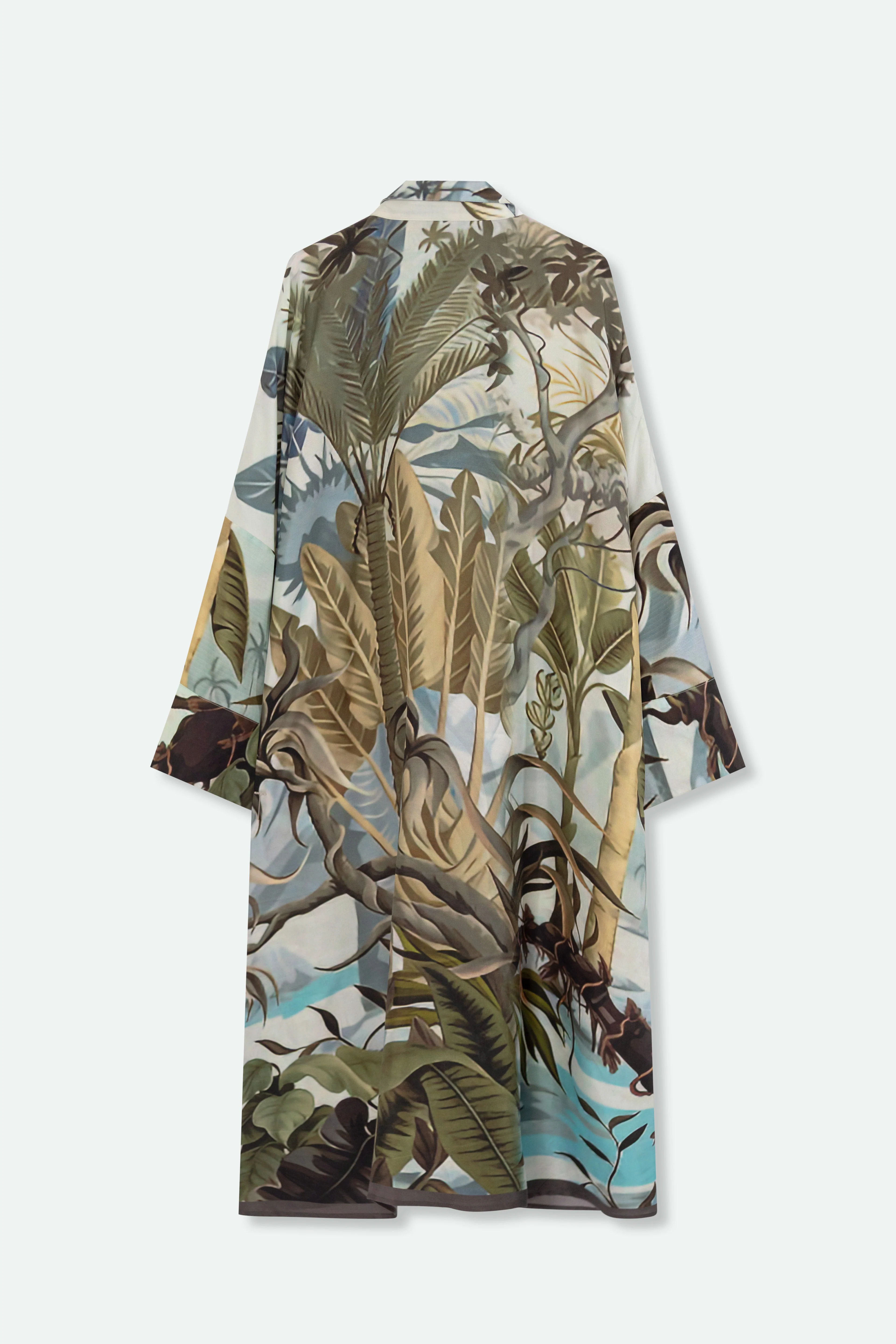 KONA KAFTAN IN SILK TWILL NATURAL PALMS - Image 3
