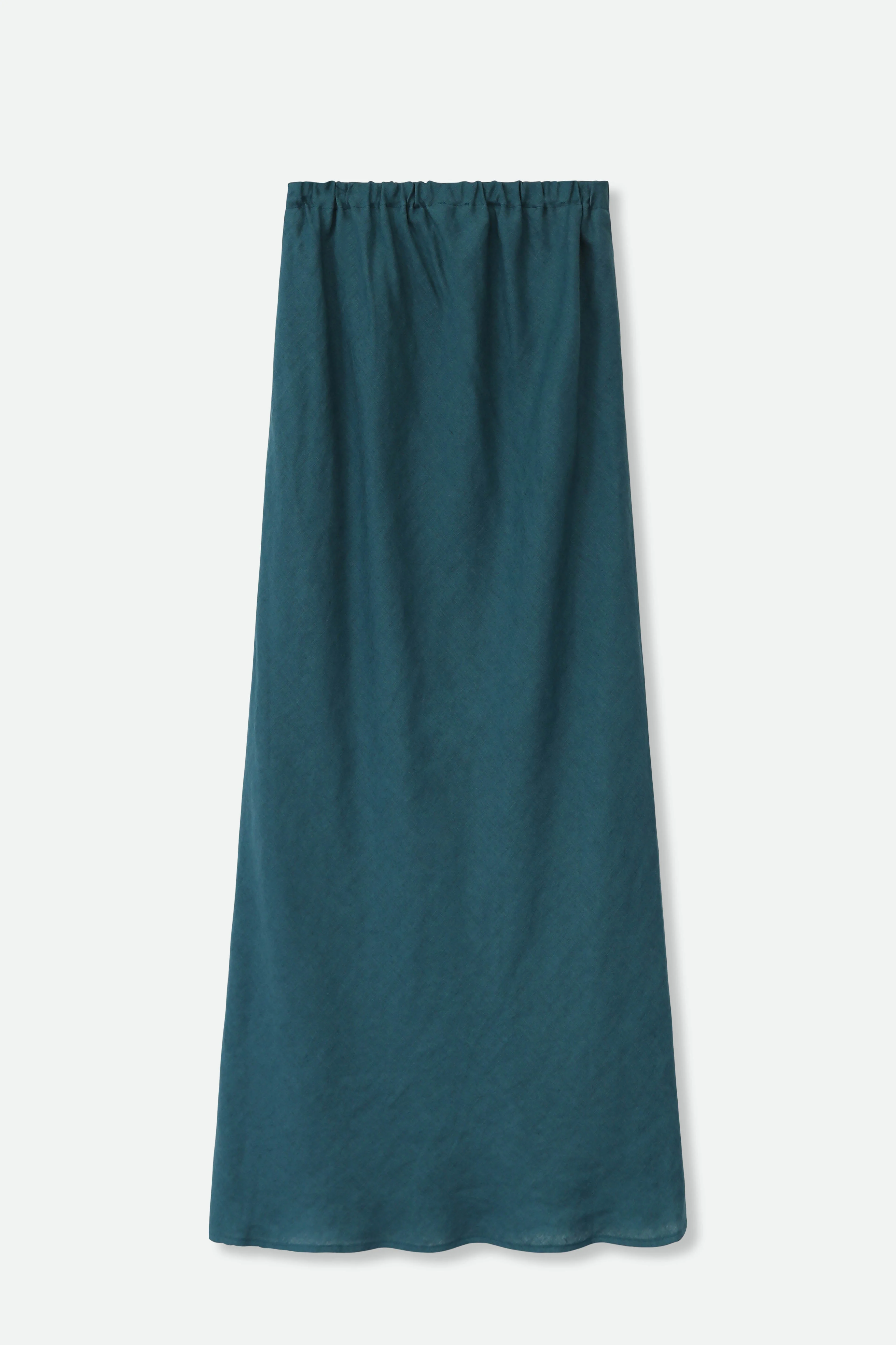 LIMITED EDITION LEONORA BIAS SKIRT IN ITALIAN LINEN TEAL - Image 3