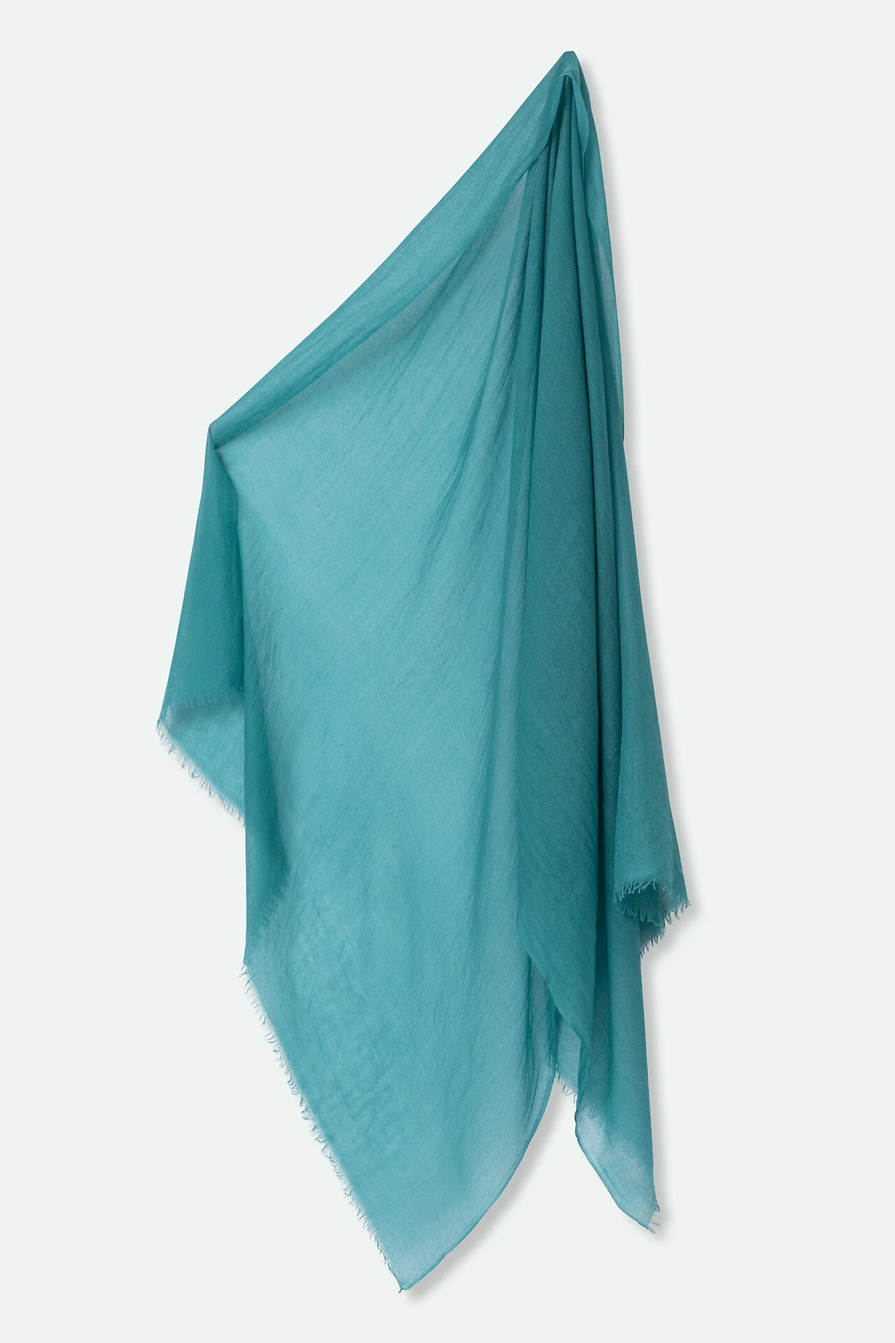 OCEAN BLUE LIGHTWEIGHT SCARF IN HAND DYED CASHMERE - Image 4