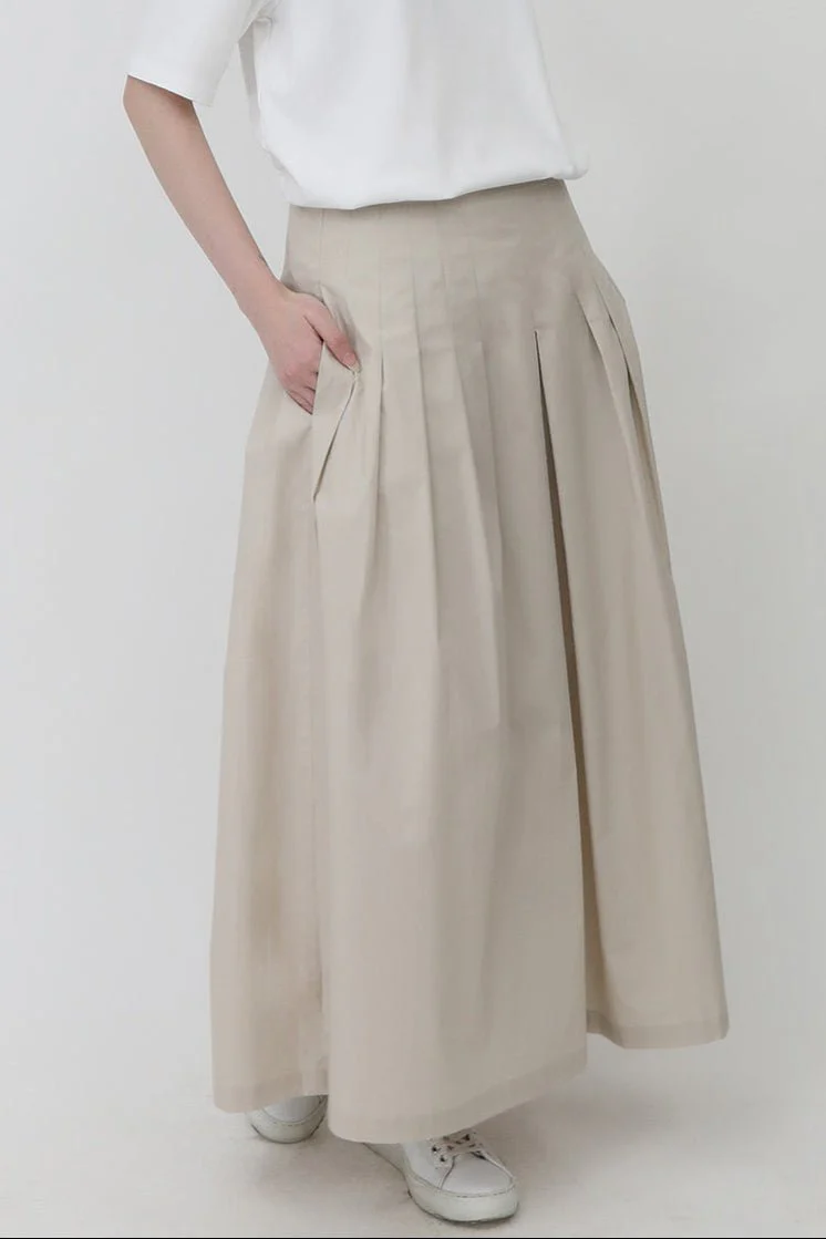 LILOU PLEATED SKIRT IN ITALIAN POPLIN STRETCH - Image 10