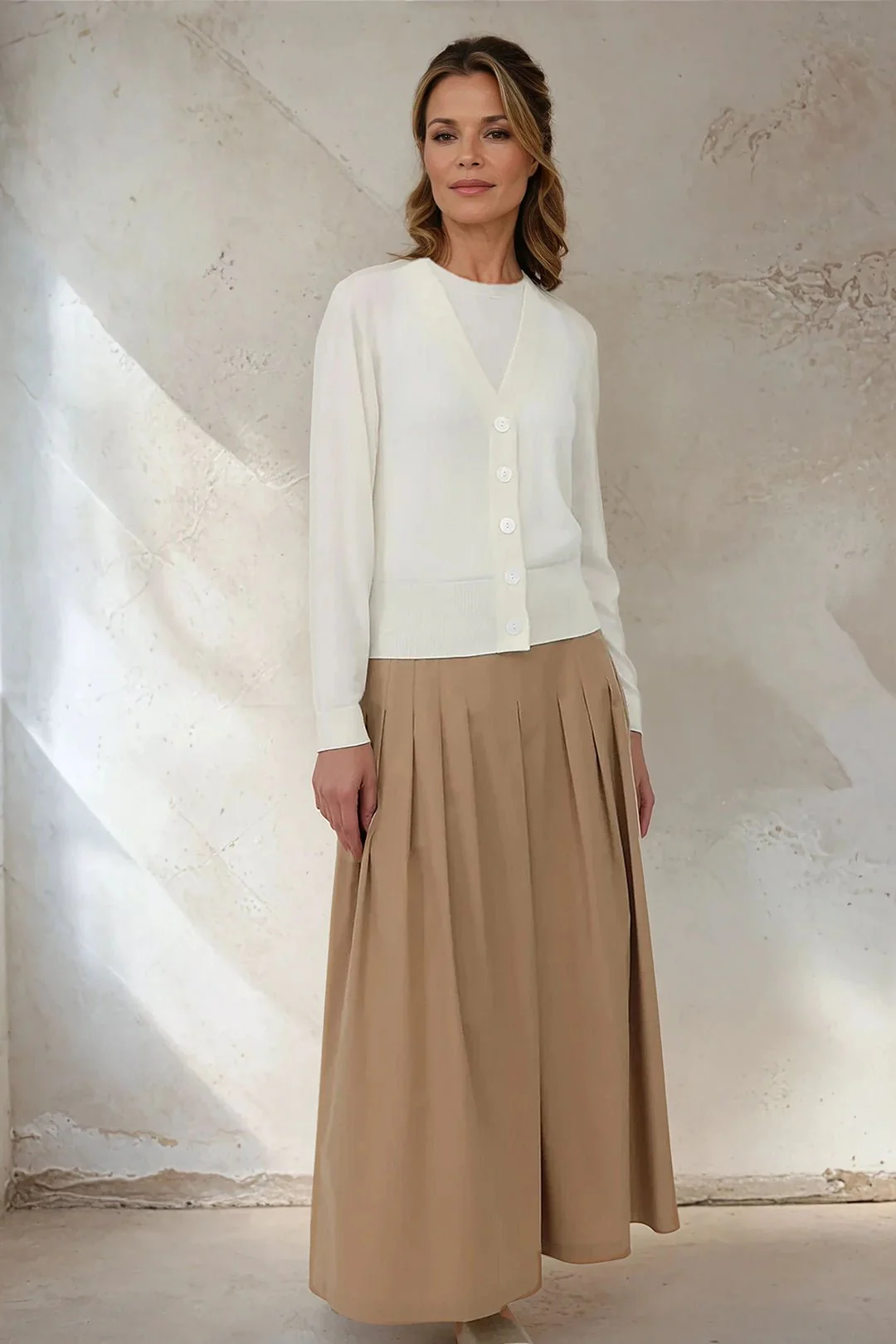 LILOU PLEATED SKIRT IN ITALIAN POPLIN STRETCH - Image 15