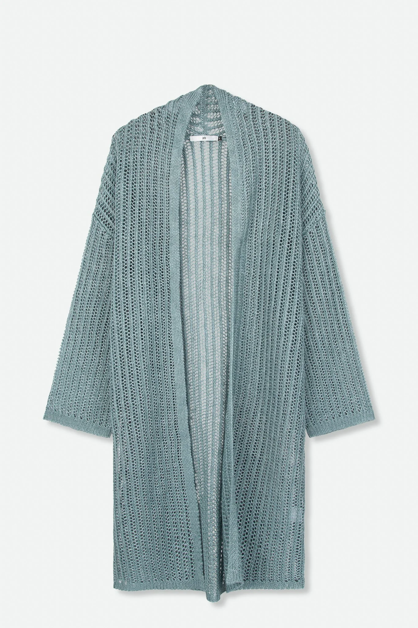 LONG LINE CARDIGAN IN OPEN ITALIAN LINEN KNIT - Image 2