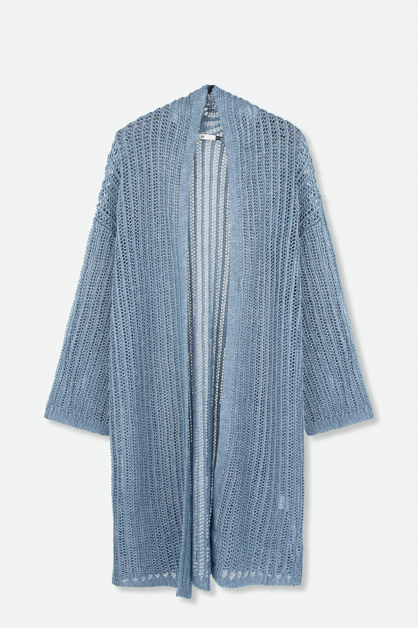 LONG LINE CARDIGAN IN OPEN ITALIAN LINEN KNIT - Image 4